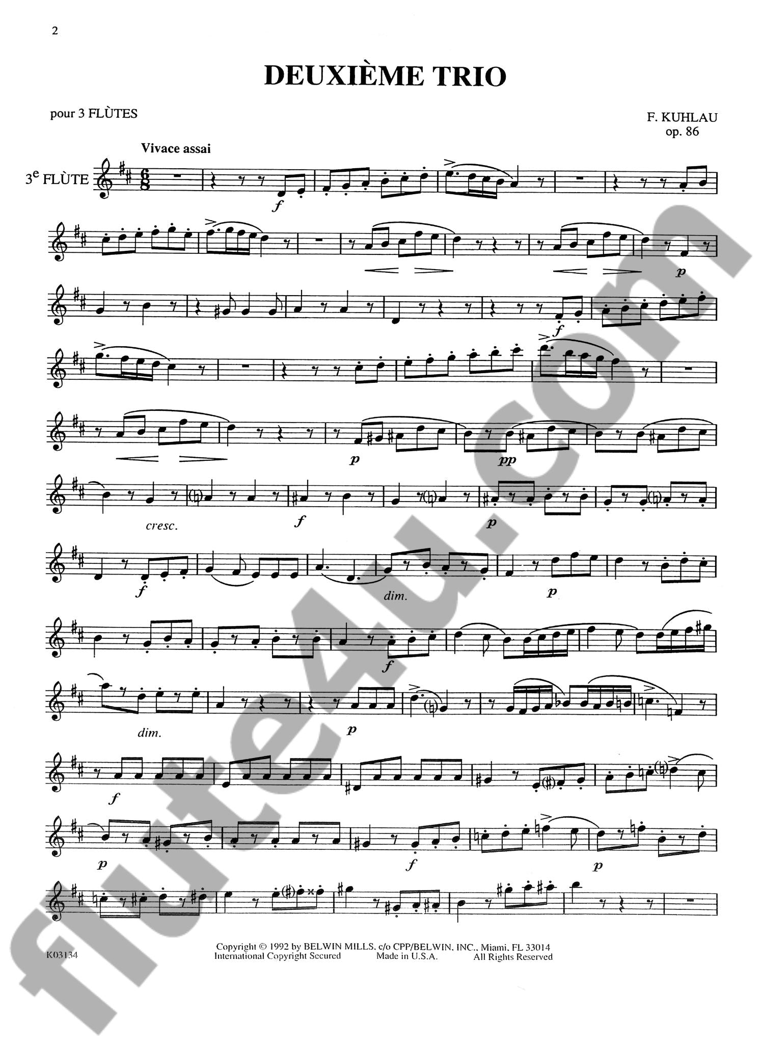 Kuhlau, F :: Three Grand Trios op. 86 Volume II (D Major)