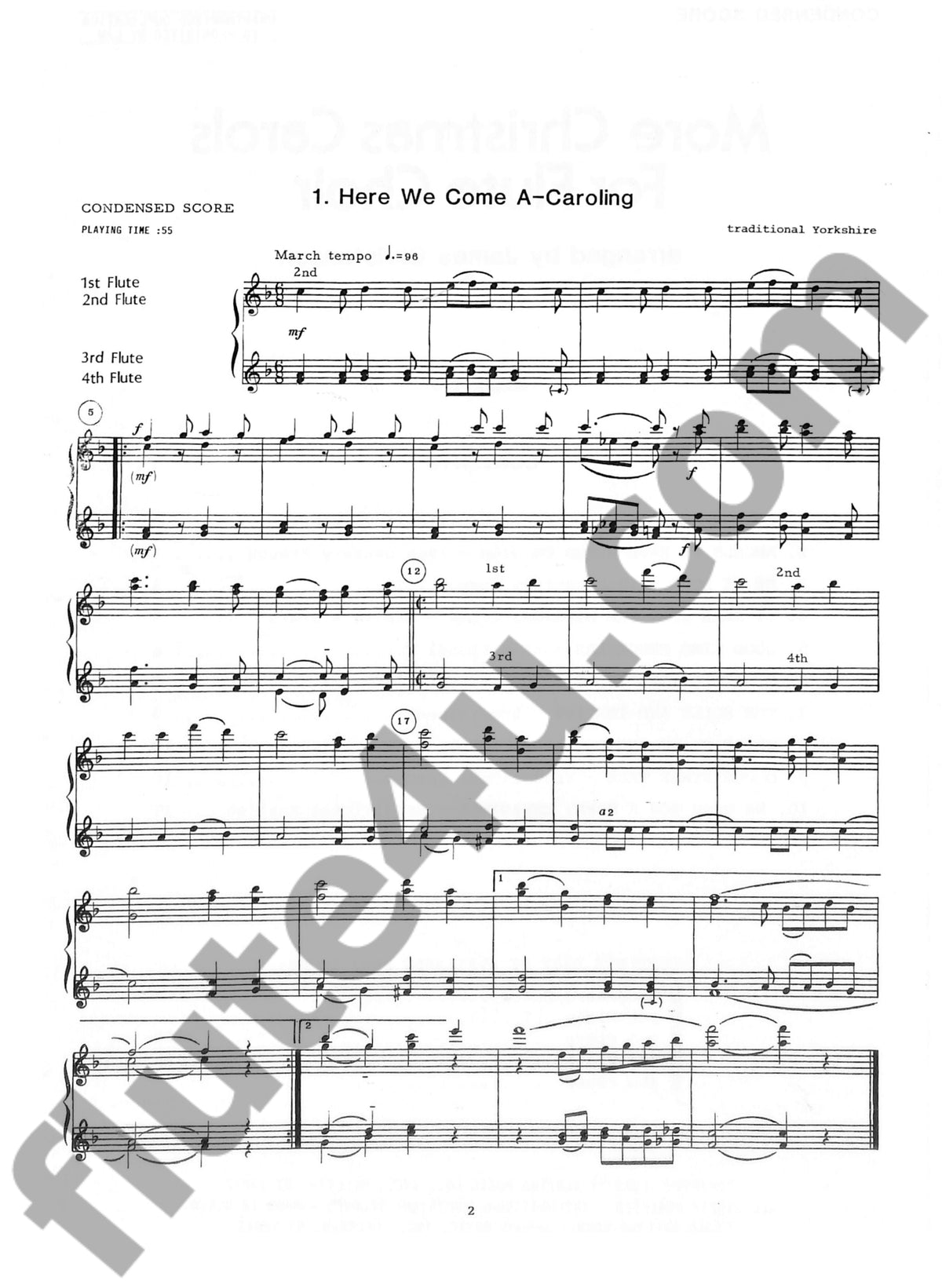 Various :: More Christmas Carols For Flute Choir – Condensed Score