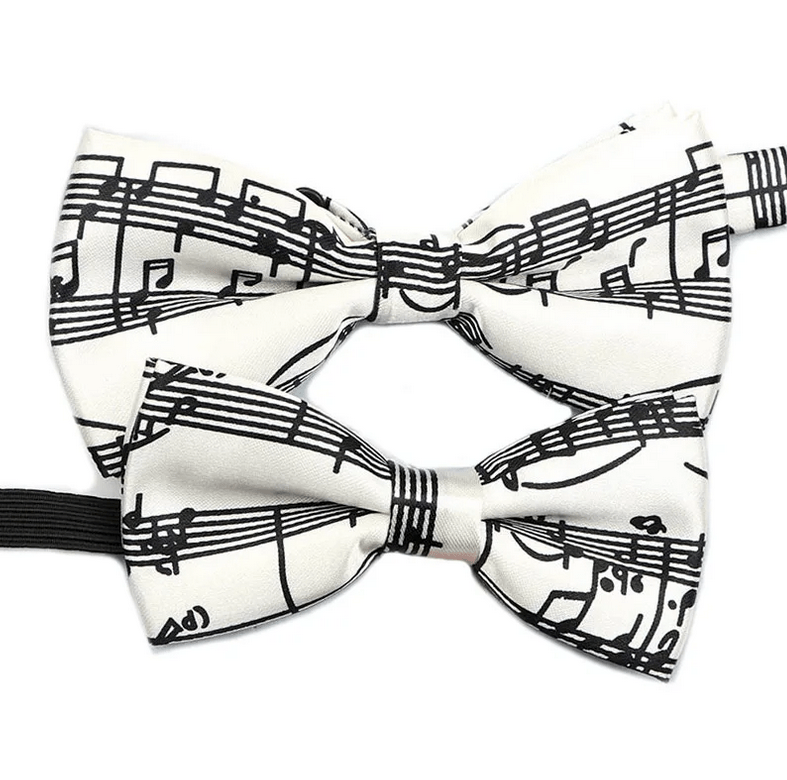 Bow Tie - White with Black Manuscript