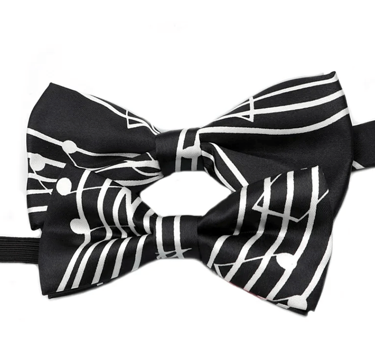 Bow Tie - Black with White Swirl Music Staff