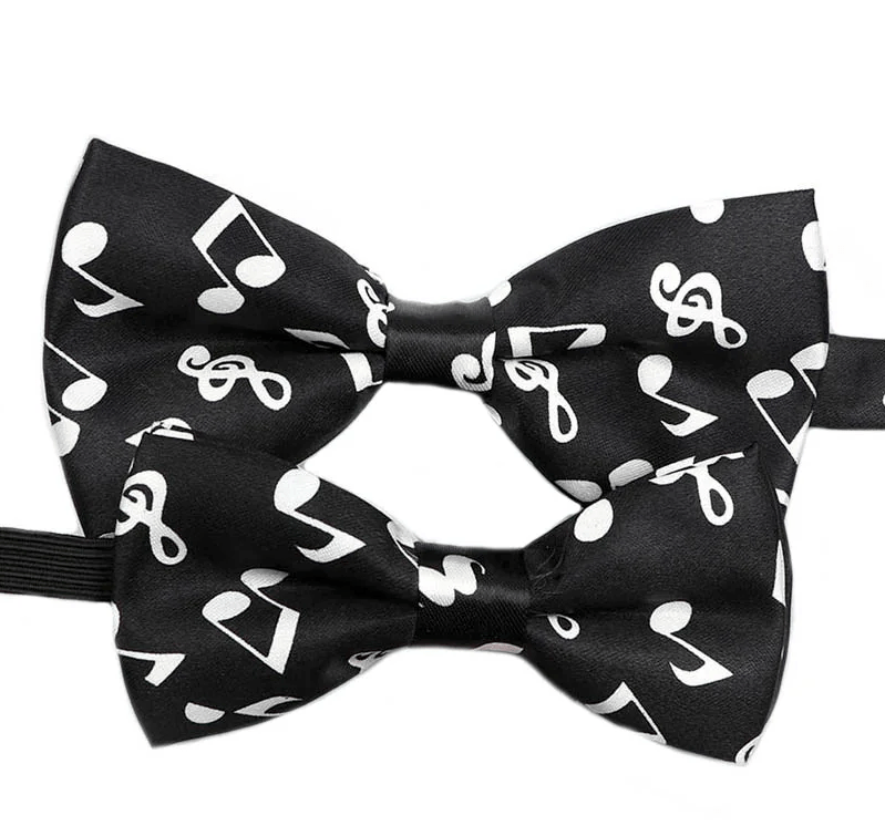 Bow Tie - Black with White Music Notes