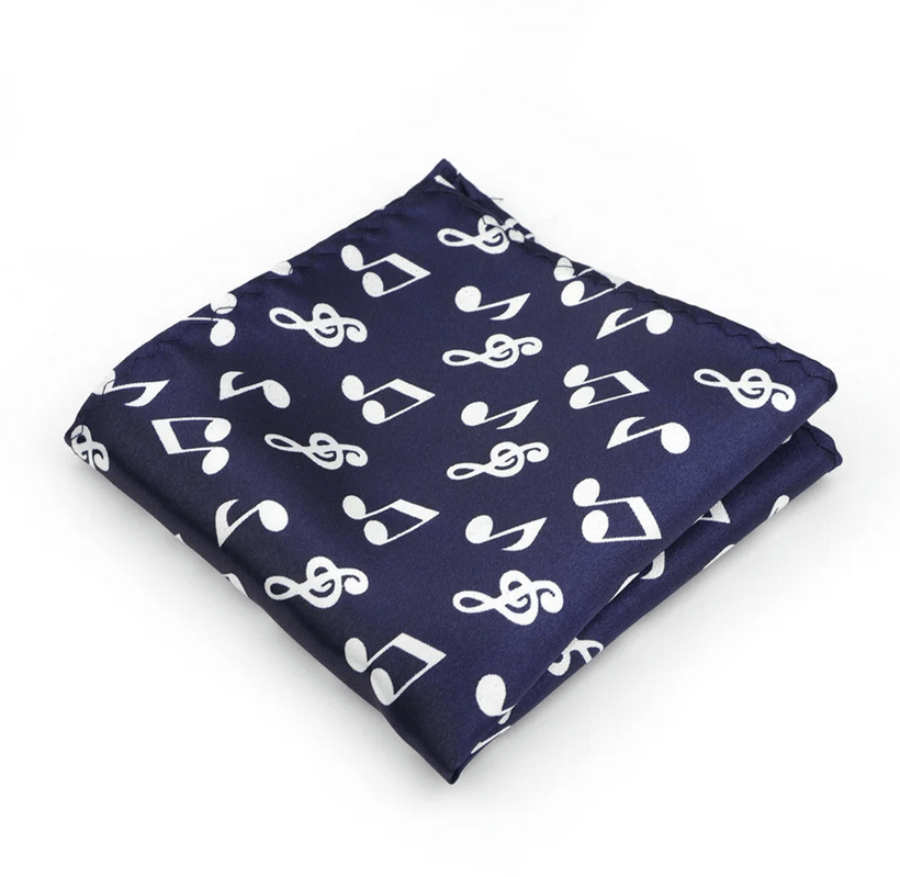 Handkerchief - Navy with White Music Notes