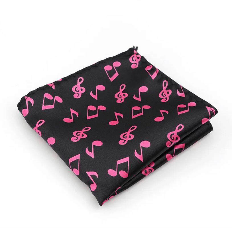 Handkerchief - Black with Pink Music Notes