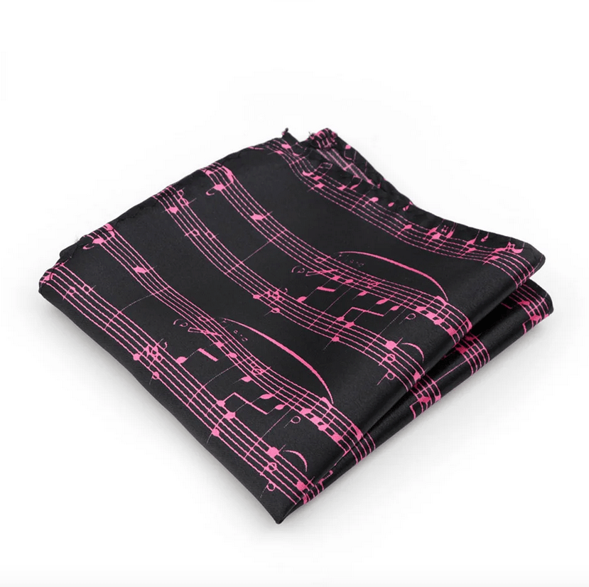 Handkerchief - Black with Pink Manuscript