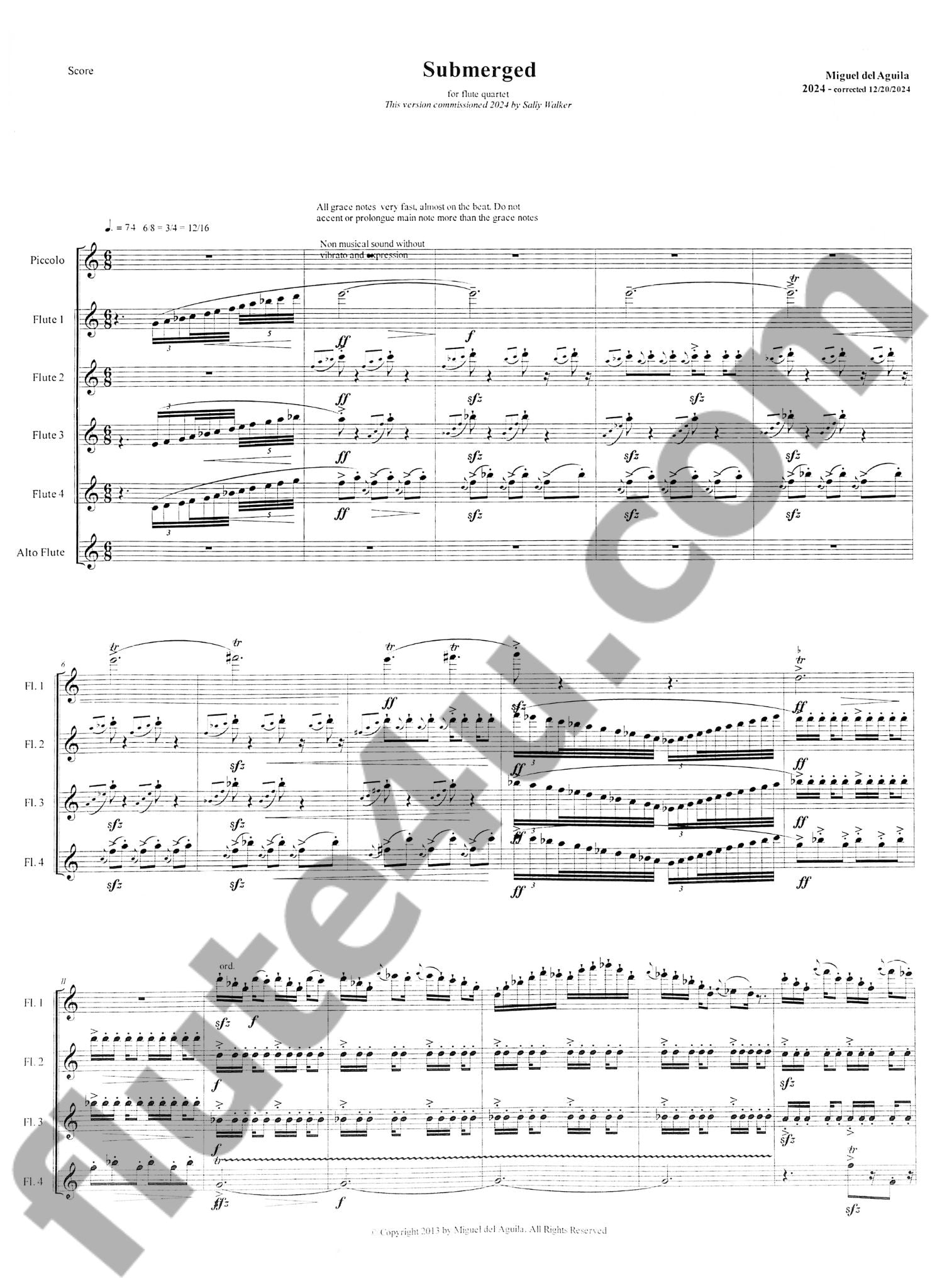 del Aguila, M :: Submerged (flute quartet)