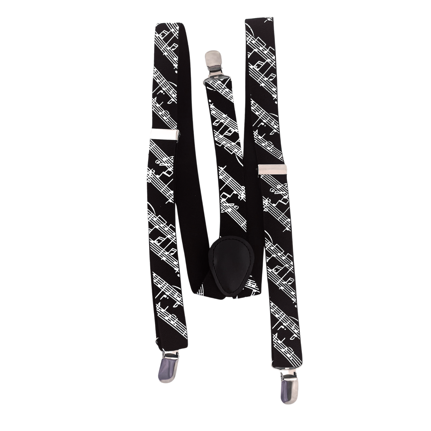 Suspenders - Black with White Manuscript