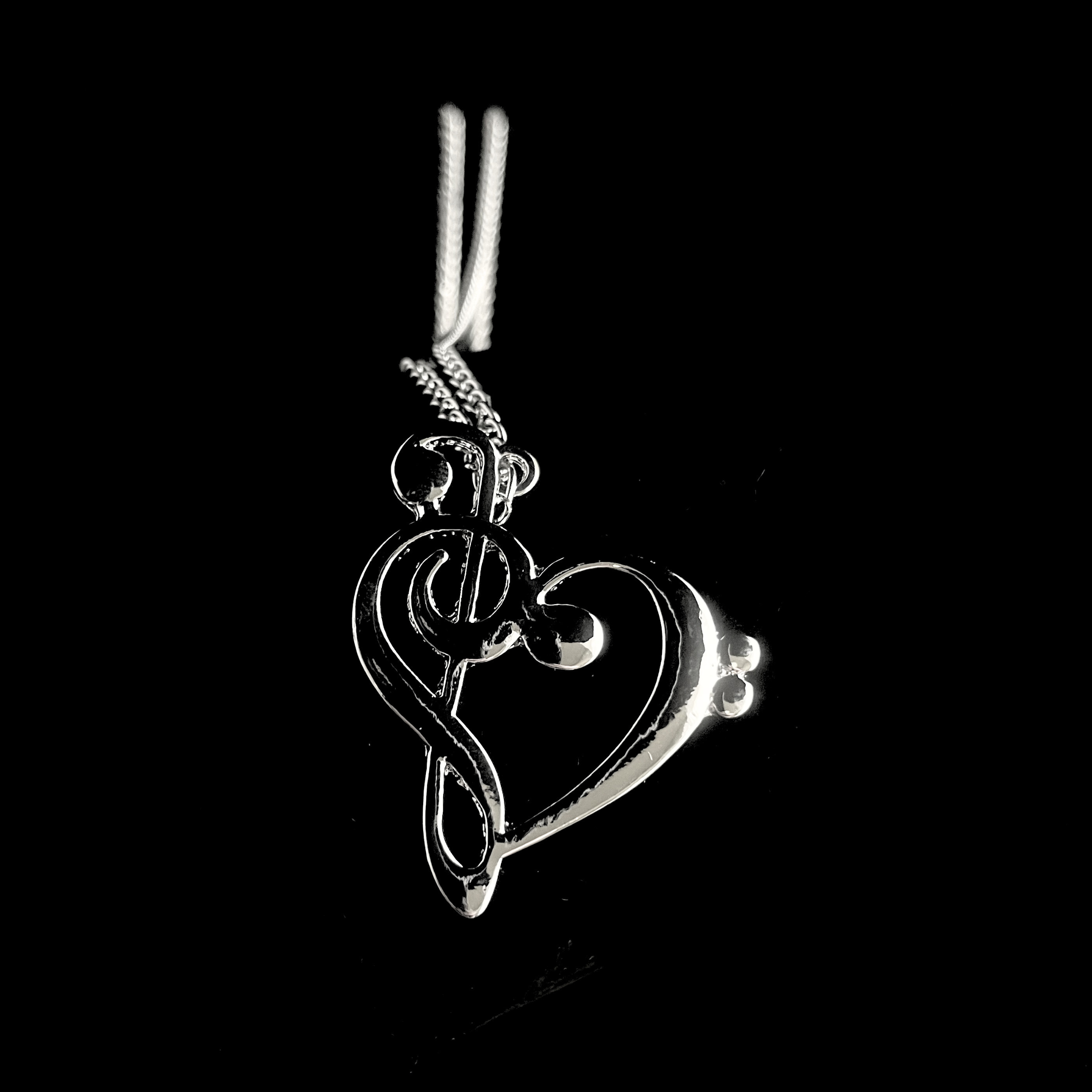 Necklace - Treble Clef Silver Heart