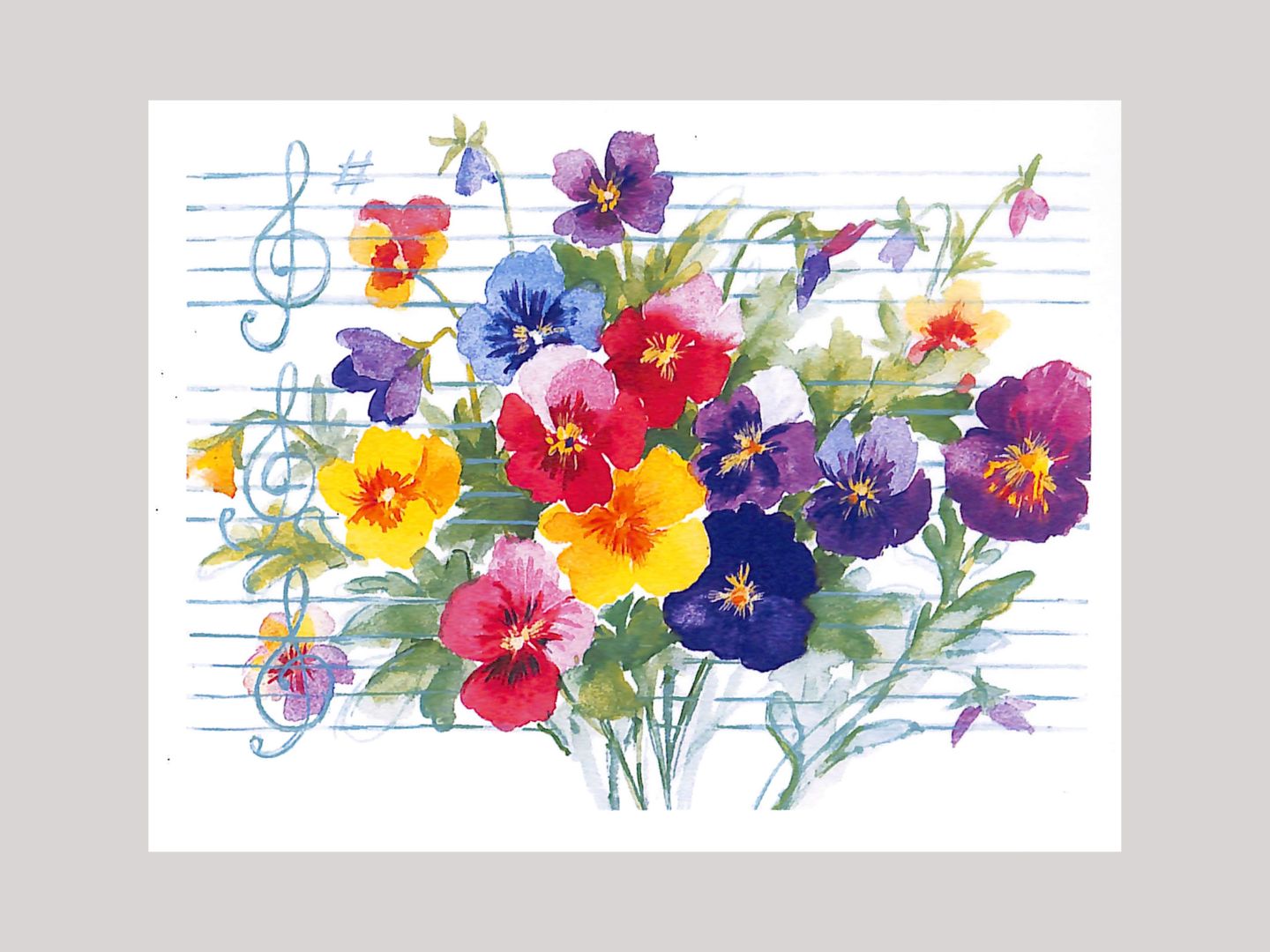 Note Cards - Pansies and Staff