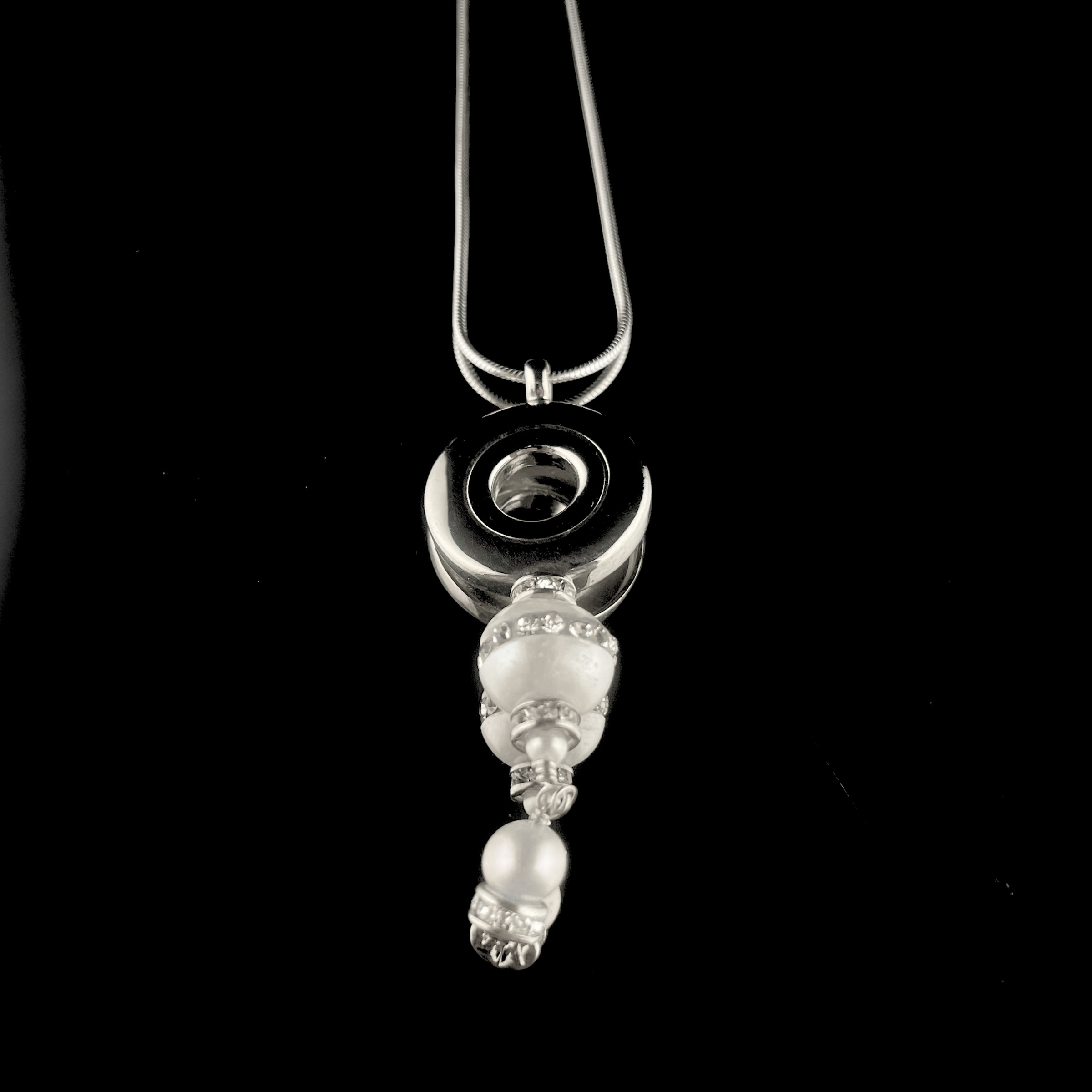 Necklace - Open Hole Key and Single CZ Pearl