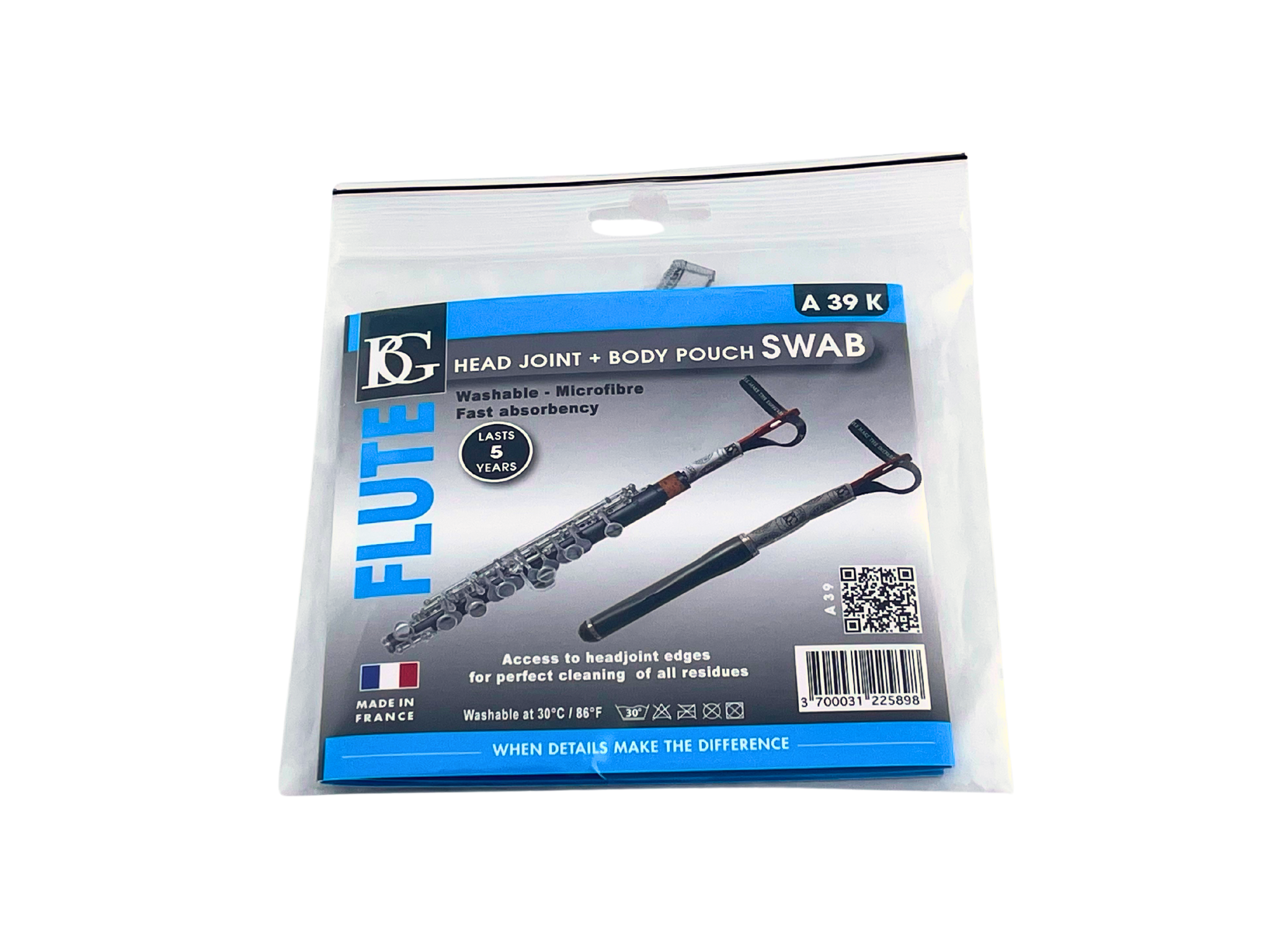 BG Microfiber Piccolo Head Joint Pouch Swab