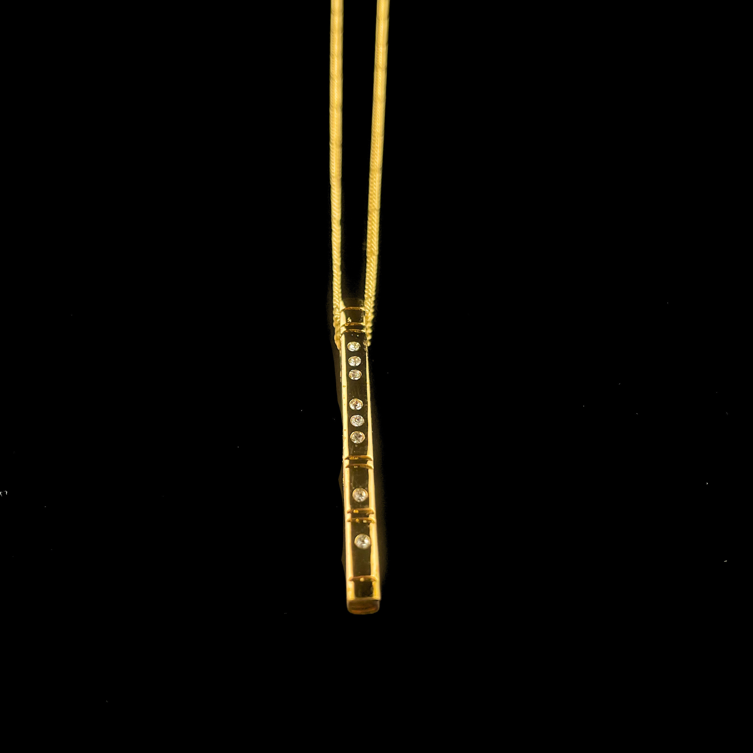 Necklace - Gold Flute with Rhinestones