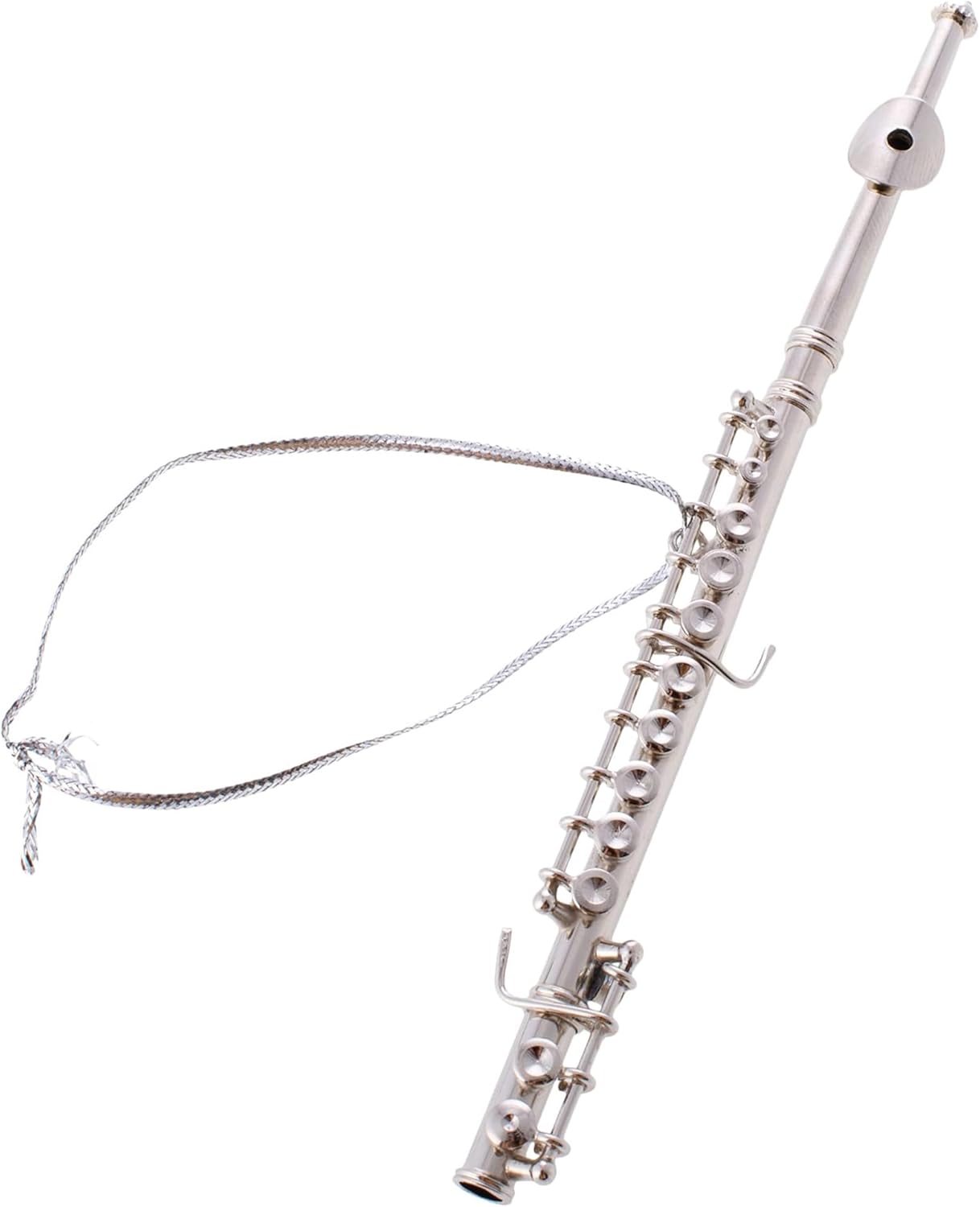 Silver Finish Flute Ornament - Medium