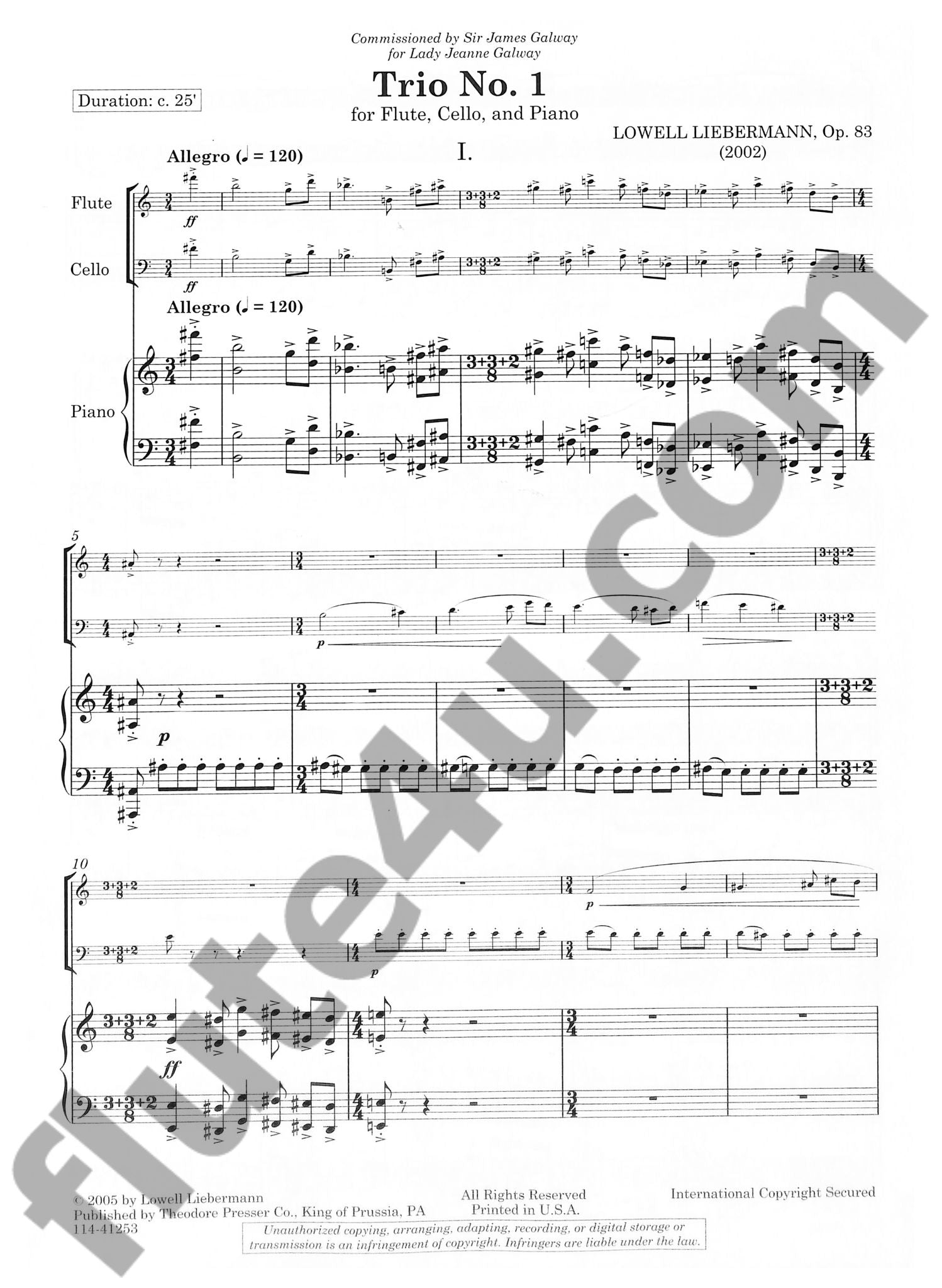 Liebermann, L :: Trio No. 1 op. 83
