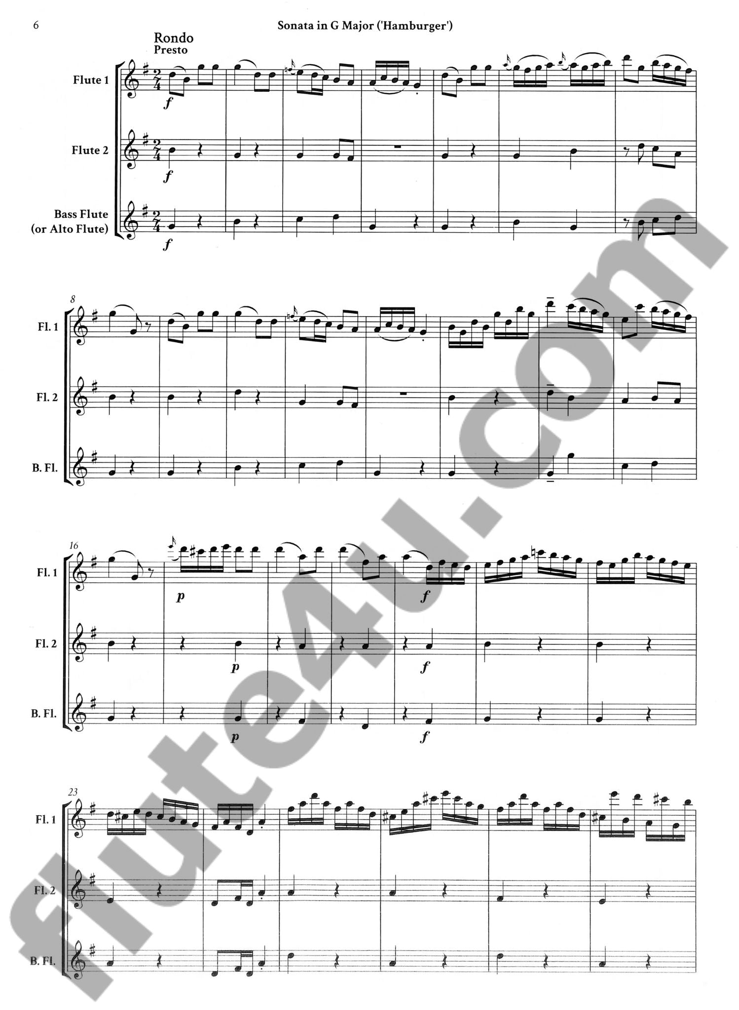 Bach, CPE :: Sonata in G Major 'Hamburger' H. 564