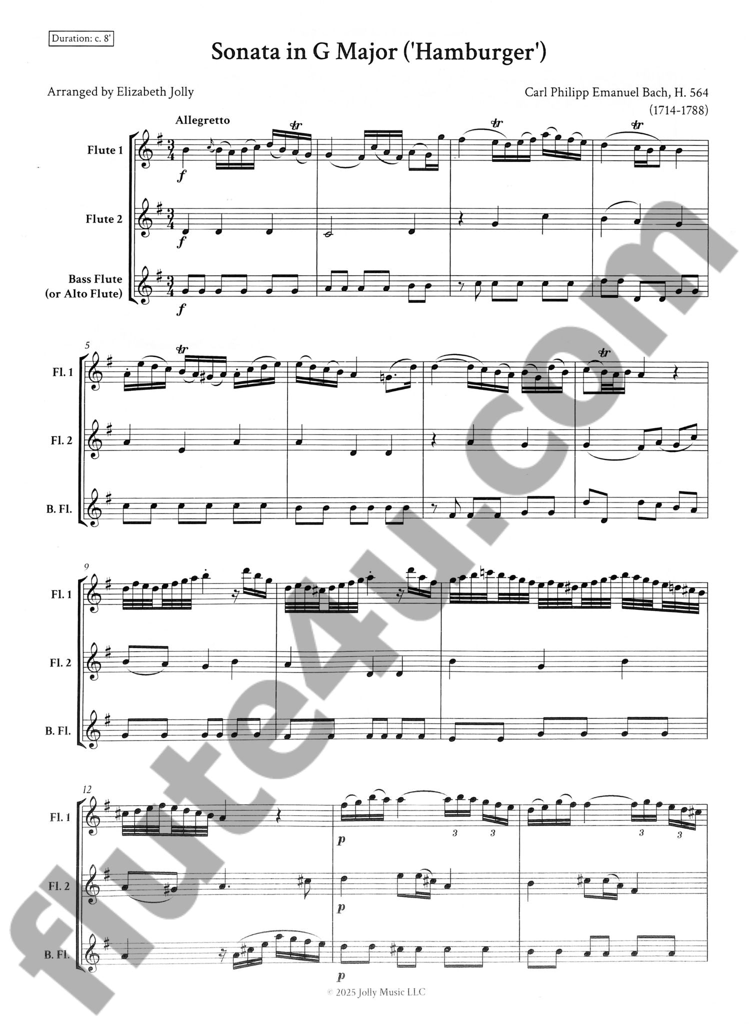 Bach, CPE :: Sonata in G Major 'Hamburger' H. 564