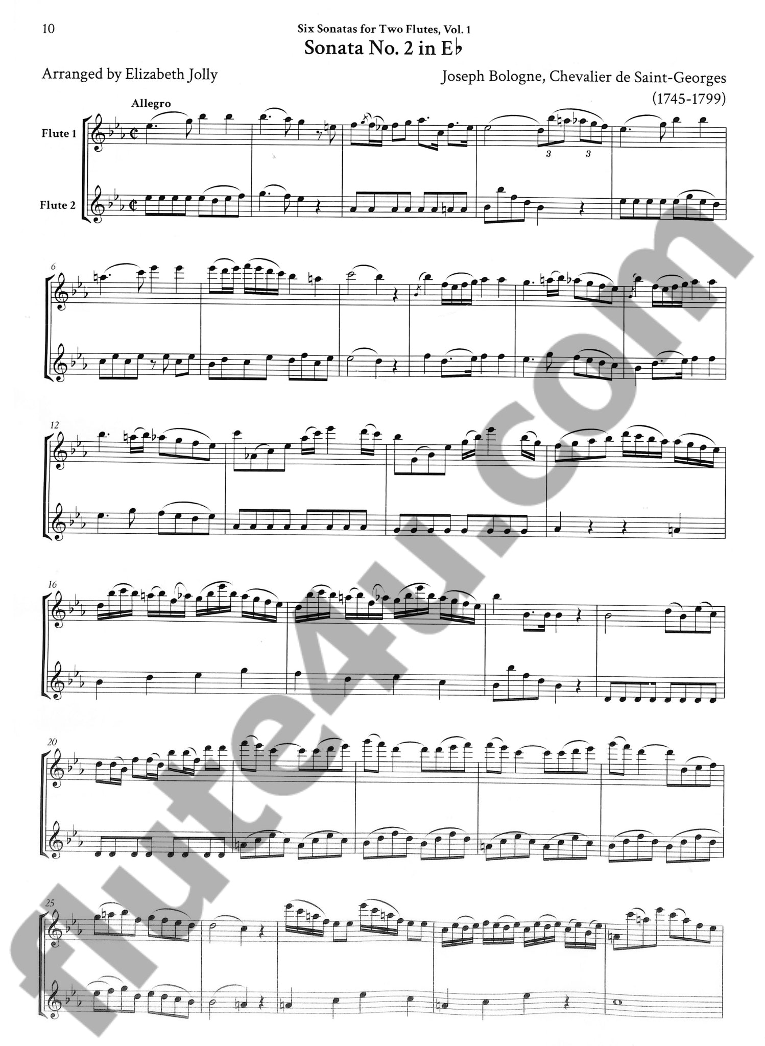 Bologne, J :: Six Sonatas for Two Flutes, Vol. 1