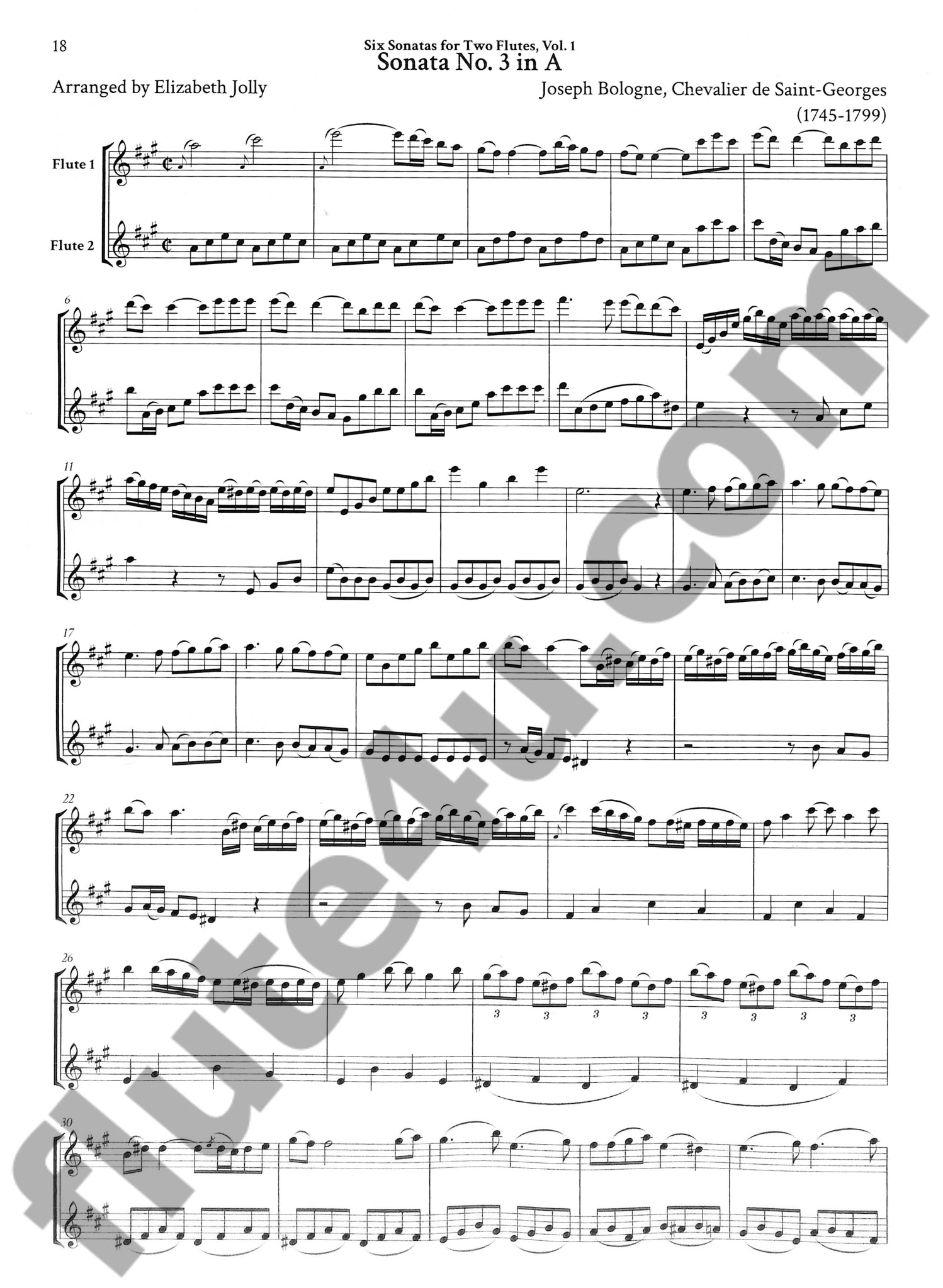 Bologne, J :: Six Sonatas for Two Flutes, Vol. 1