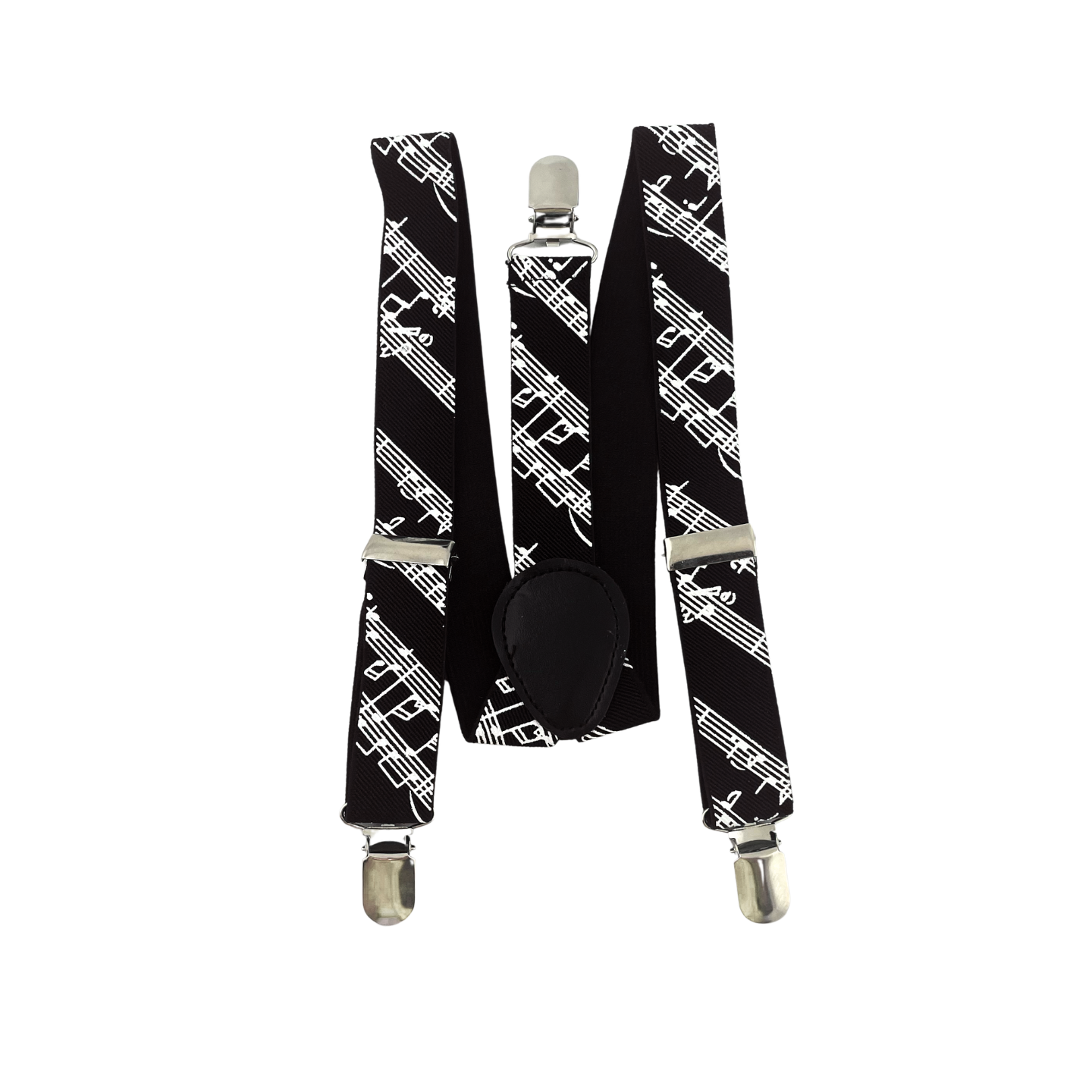 Suspenders - Black with White Manuscript