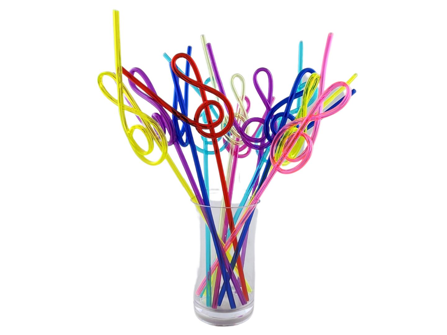 Treble Clef Straws (Qty=12) in Decorative Cup