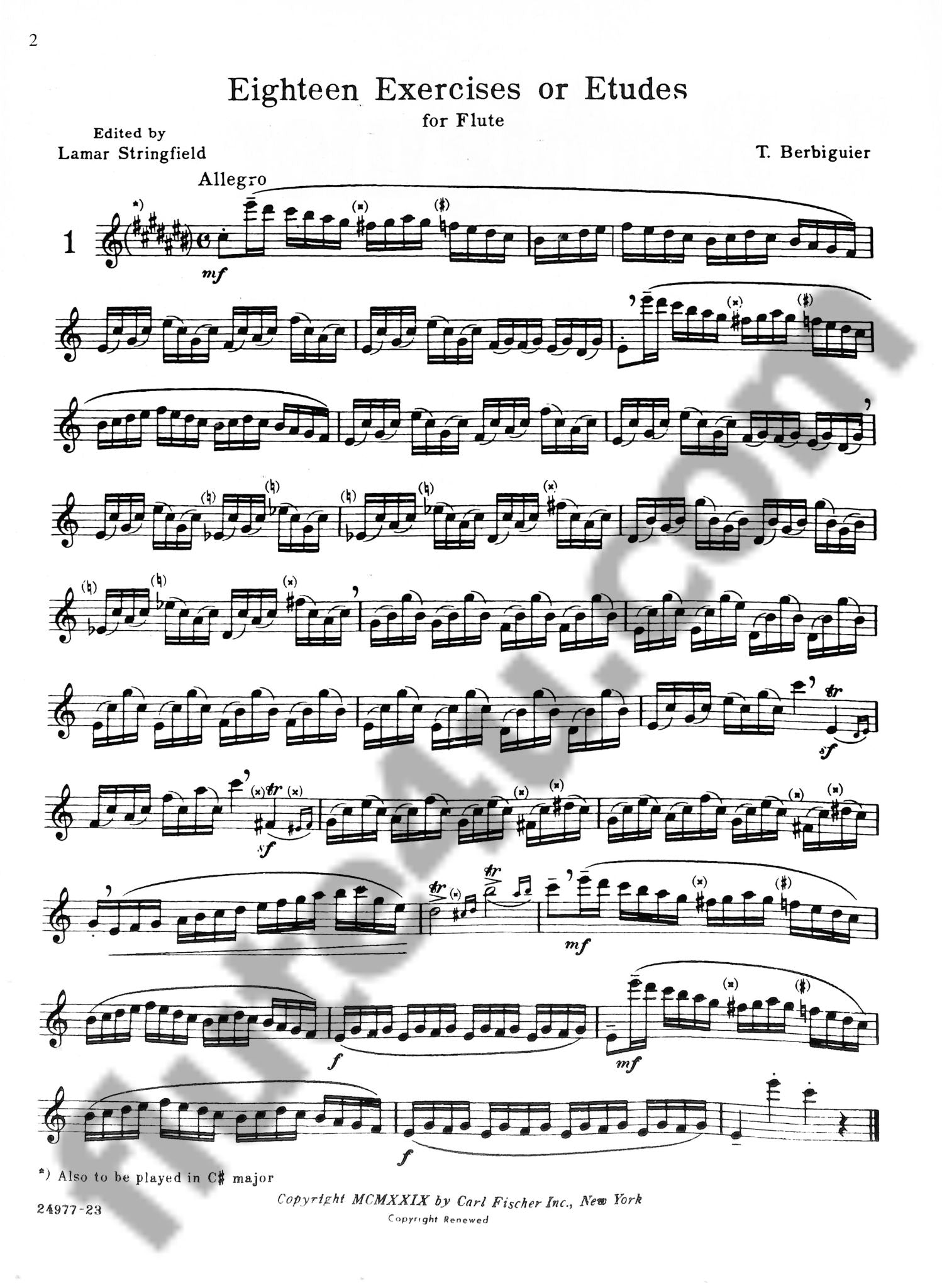 Berbiguier, BT :: Eighteen Exercises or Etudes