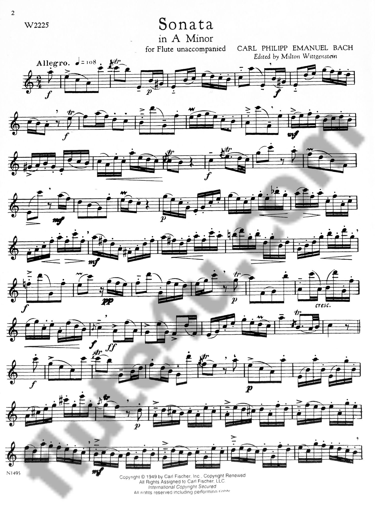 Bach, CPE :: Sonata in A minor