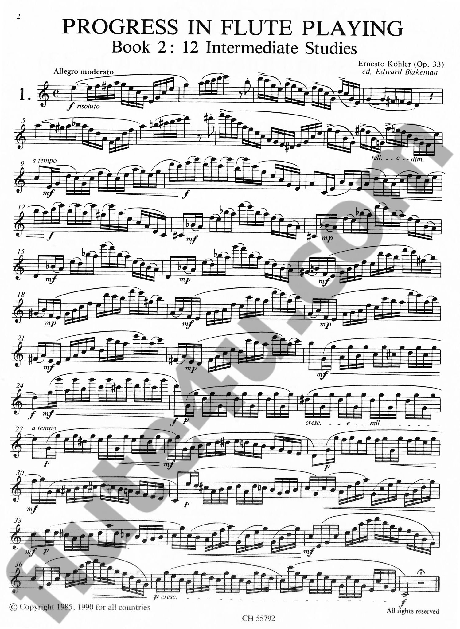 Kohler, E :: Progress in Flute Playing op. 33 Book 2: 12 Intermediate Studies