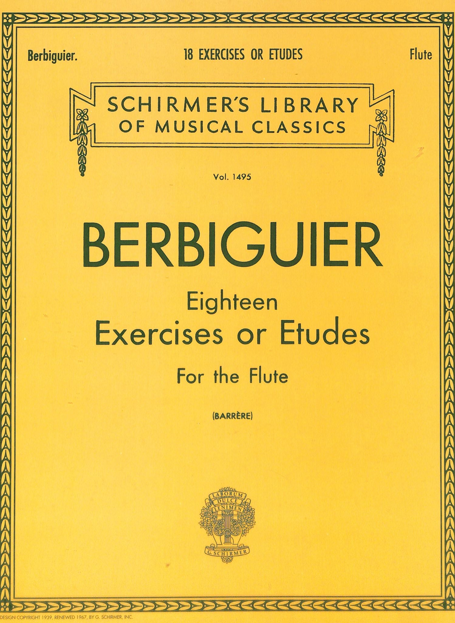 Berbiguier, BT :: Eighteen Exercises or Etudes