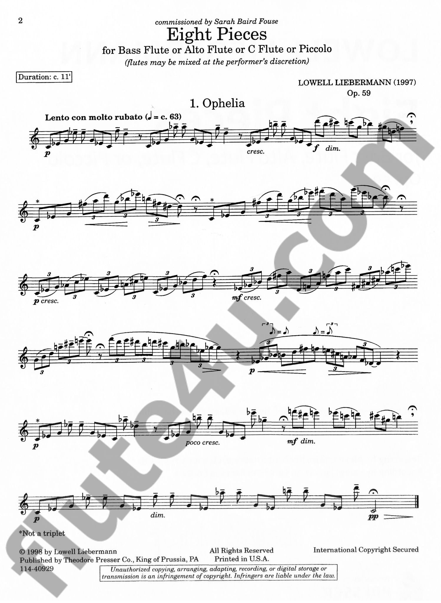 Liebermann, L :: Eight Pieces op.59