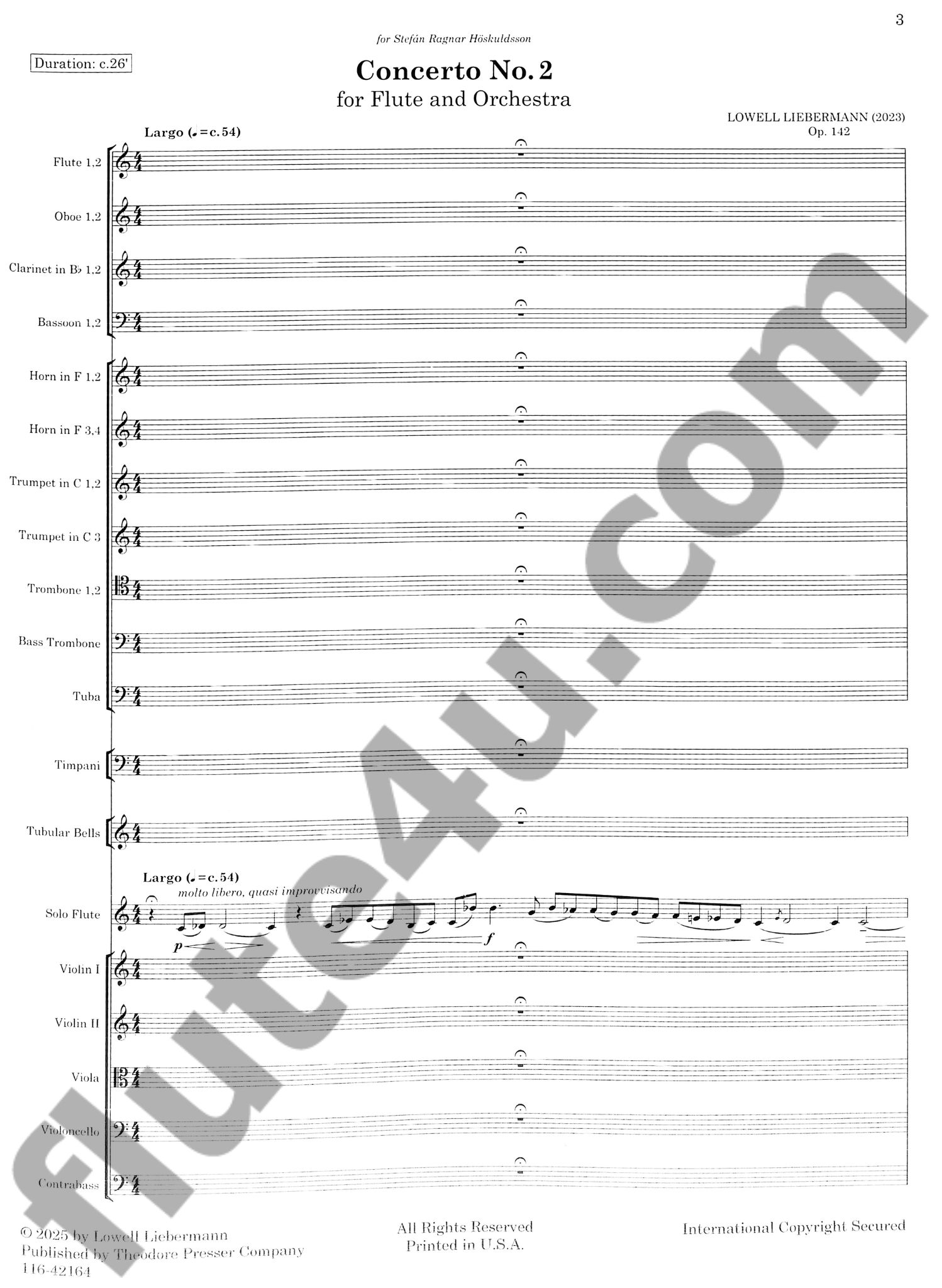 Liebermann, L :: Concerto No. 2, Op. 142 (Study Score)