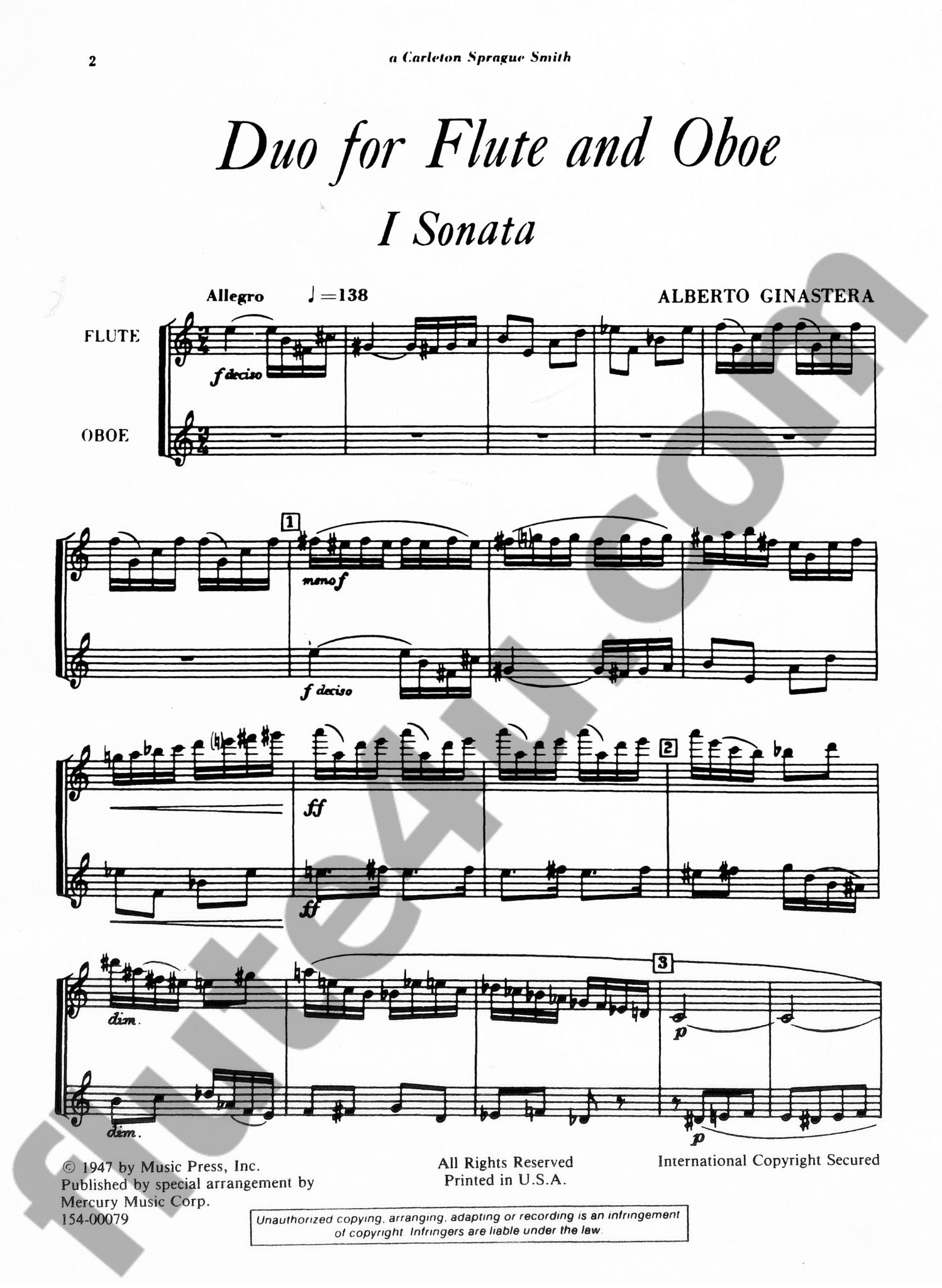 Ginastera, A :: Duo for Flute and Oboe
