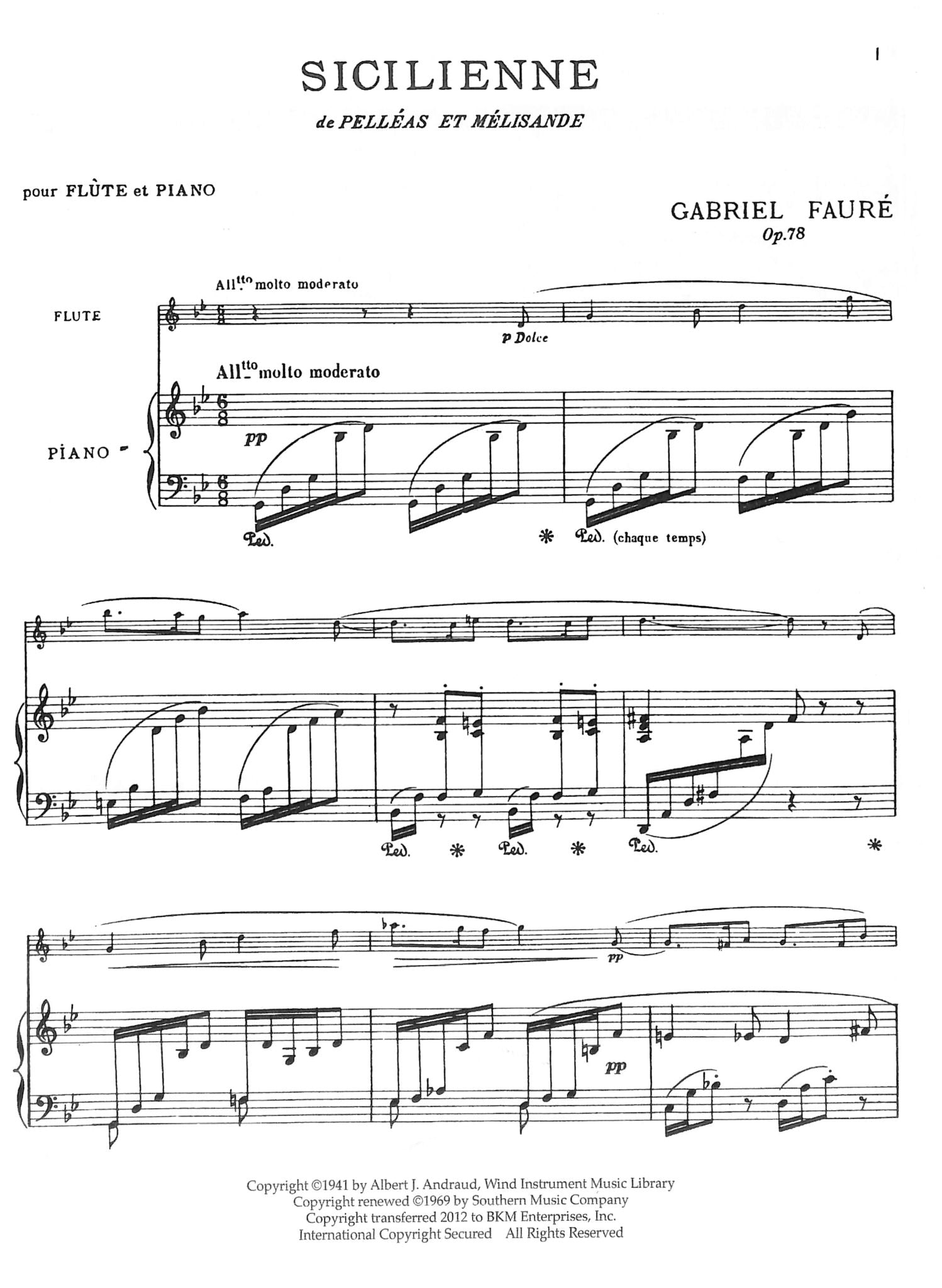 Faure, G :: Sicilienne op. 78