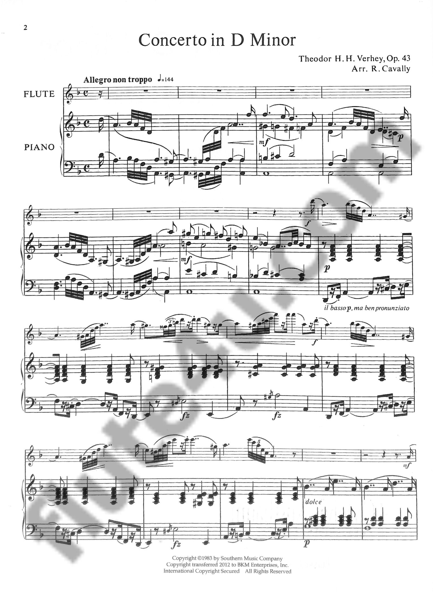 Verhey, T :: Concerto in D minor op. 43