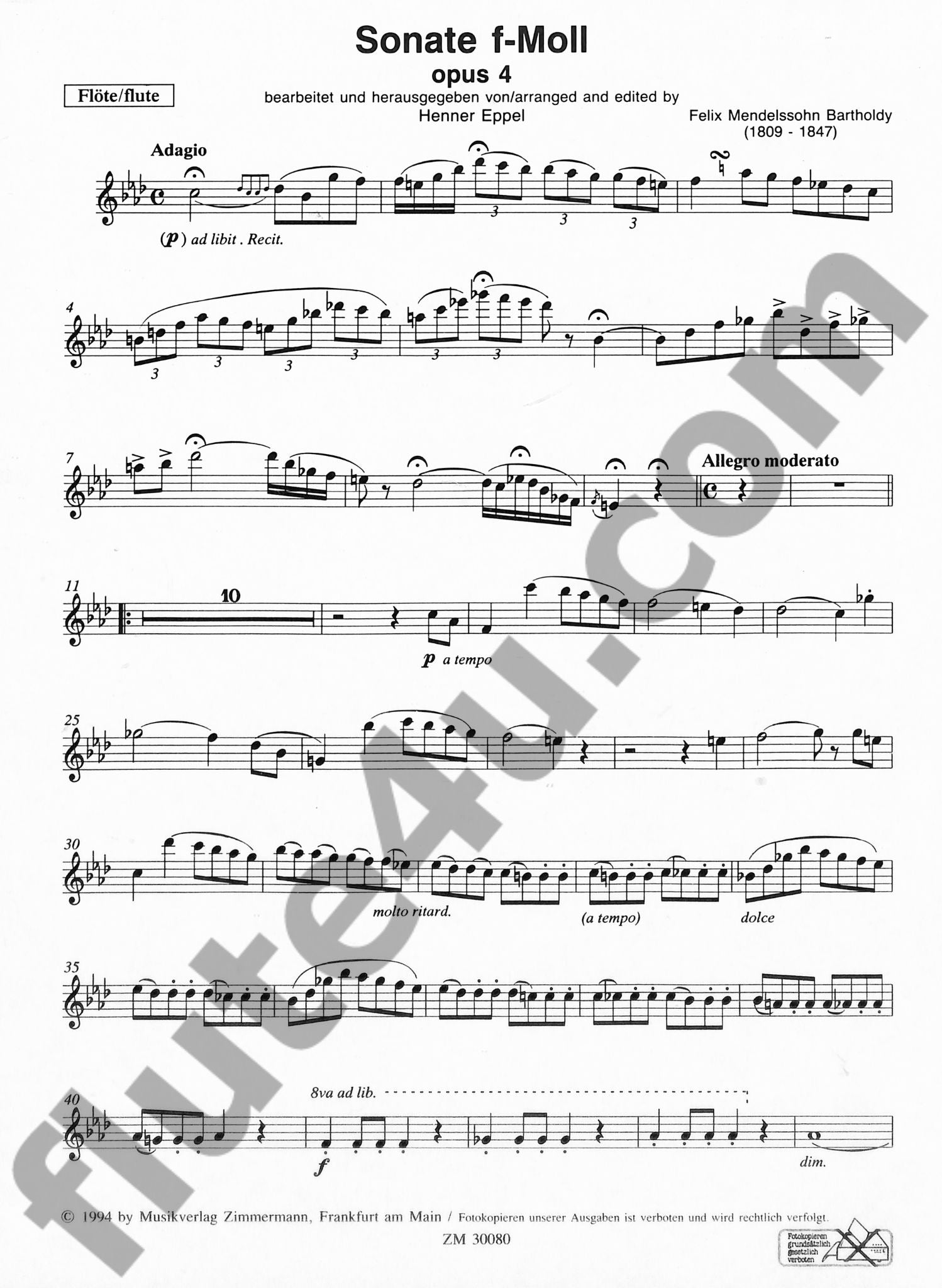 Mendelssohn, F :: Sonata in F minor op. 4