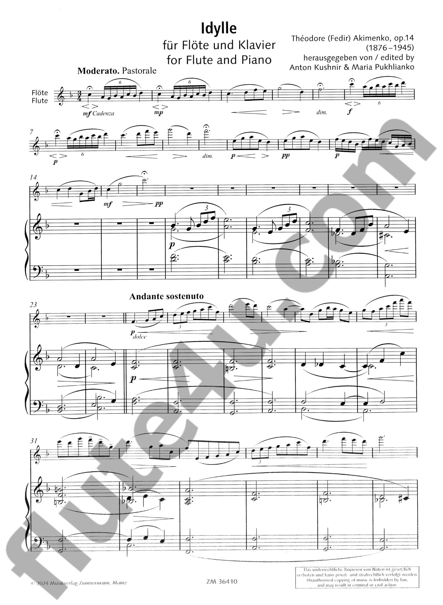 Akimenko, T :: Idylle, op. 14