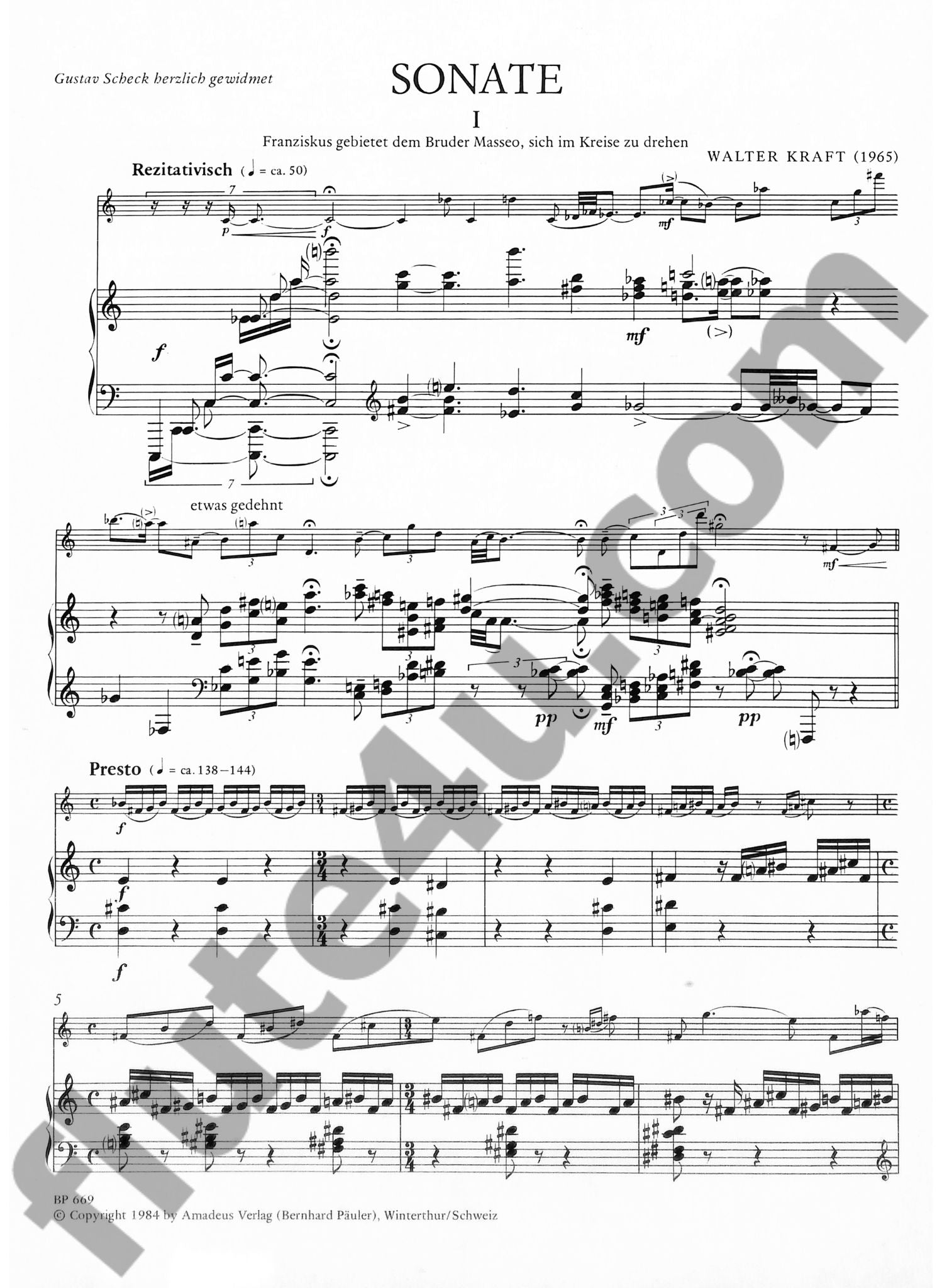Kraft, W :: Sonate (Franziskus-Legenden)