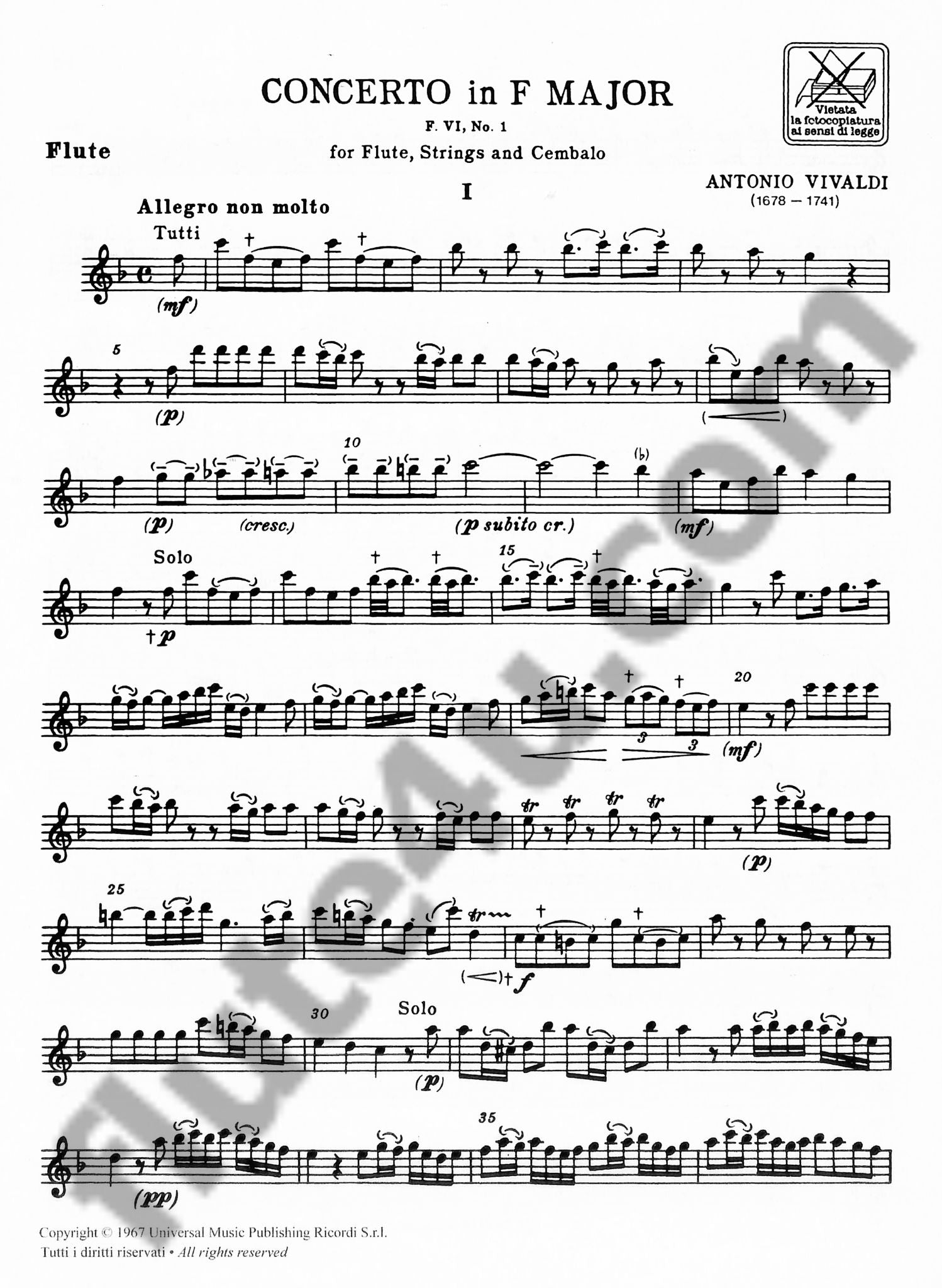 Vivaldi, A :: Concerto in F Major F VI, 1