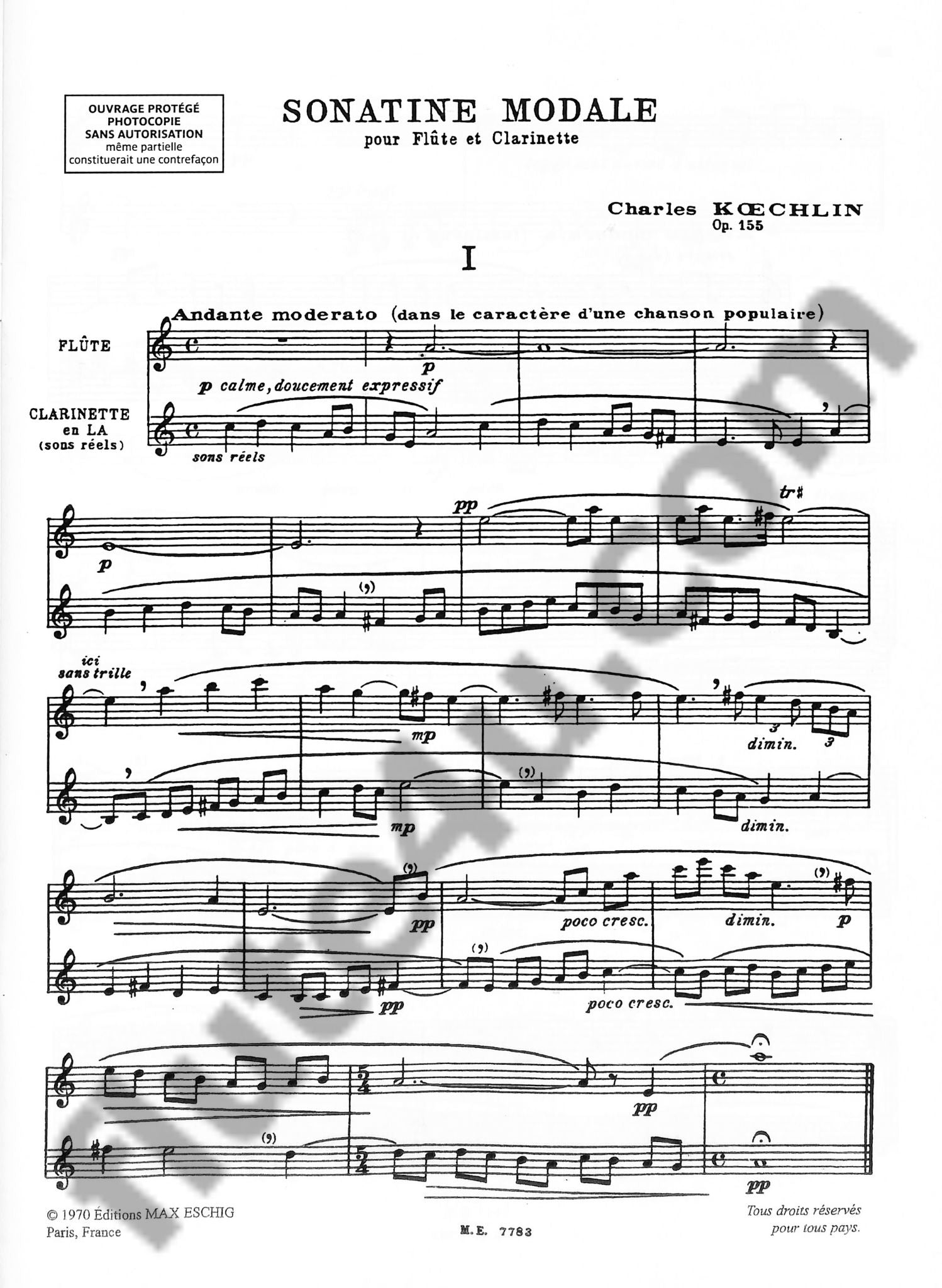 Koechlin, C :: Sonatine Modale, opus 155
