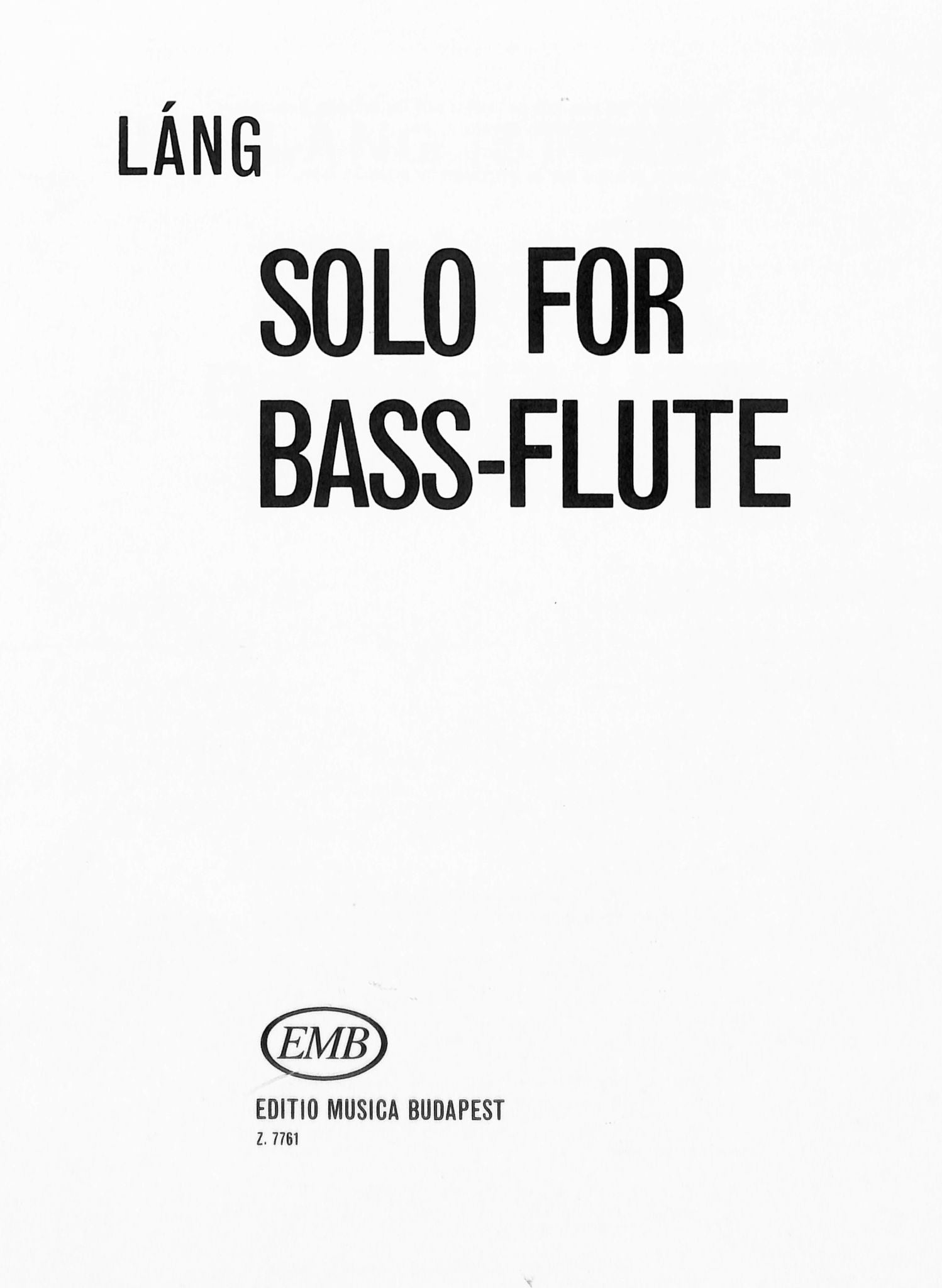 Lang, I :: Solo for Bass-Flute