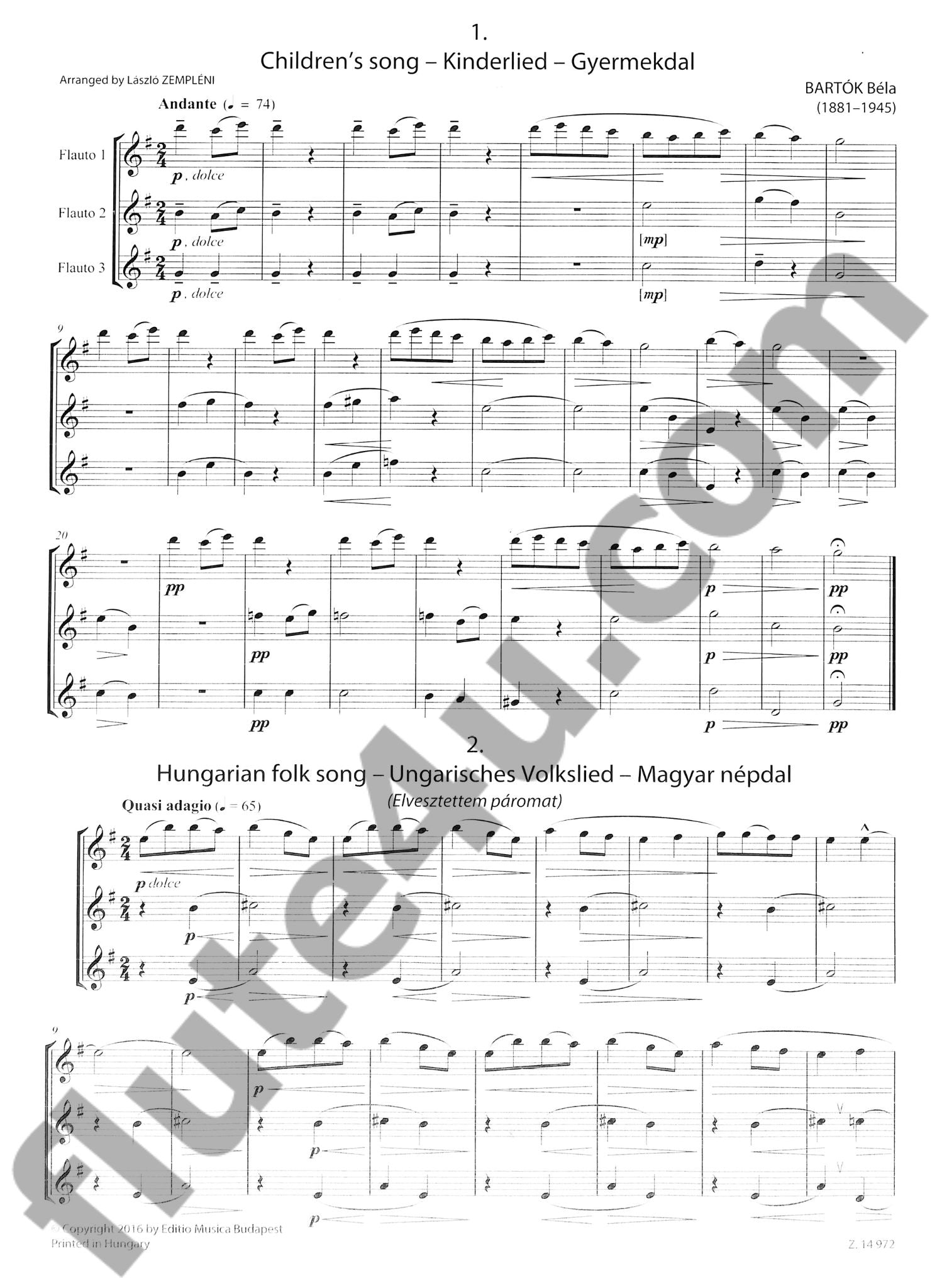 Bartok, B :: Trios for Flutes