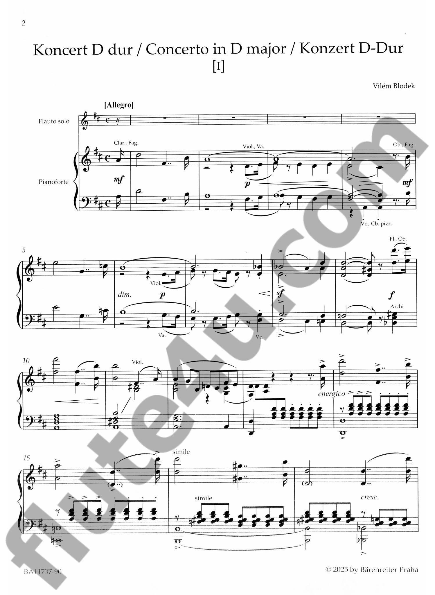 Blodek, V :: Concerto In D Major