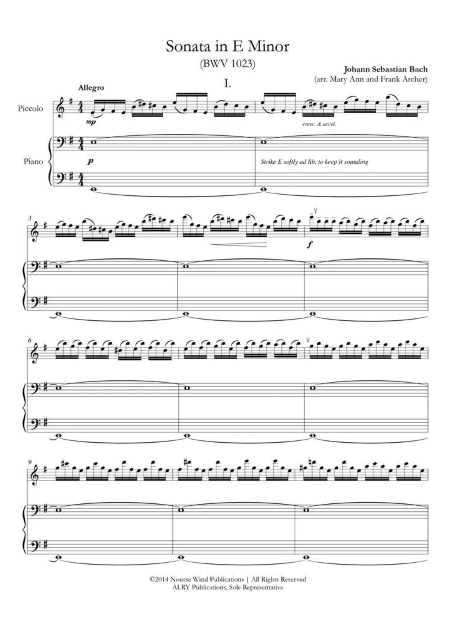 Bach, JS :: Sonata in E Minor, BWV 1023