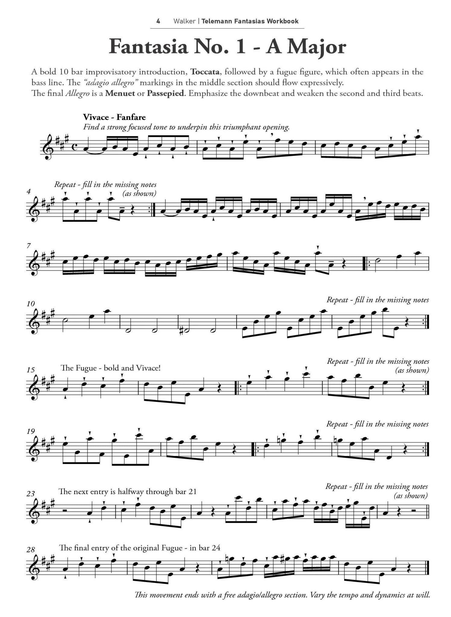 Telemann, GP :: Telemann Fantasias Workbook
