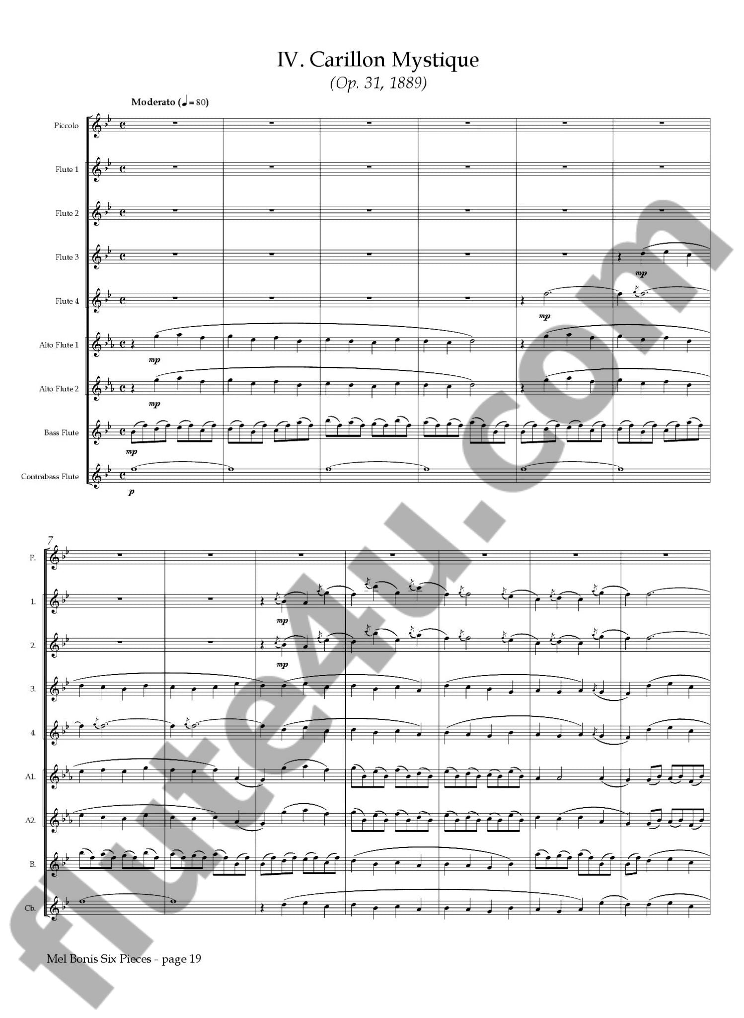 Bonis, M :: Six Pieces for Flute Choir