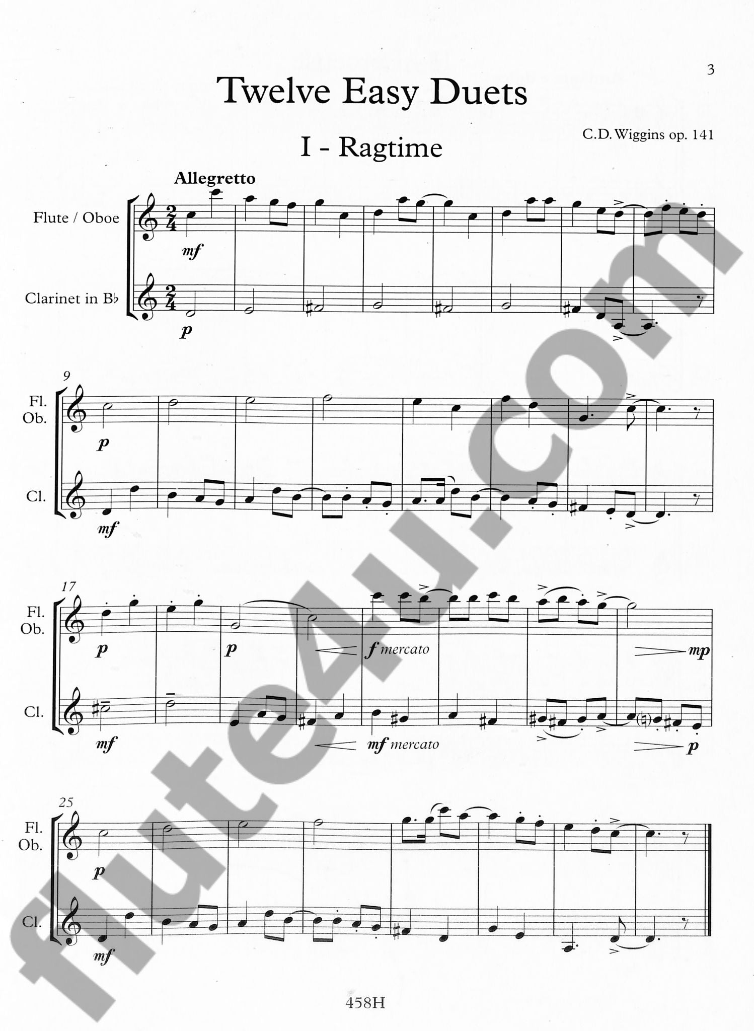 Wiggins, C :: Twelve Easy Duets, op. 141 (flute, clarinet)