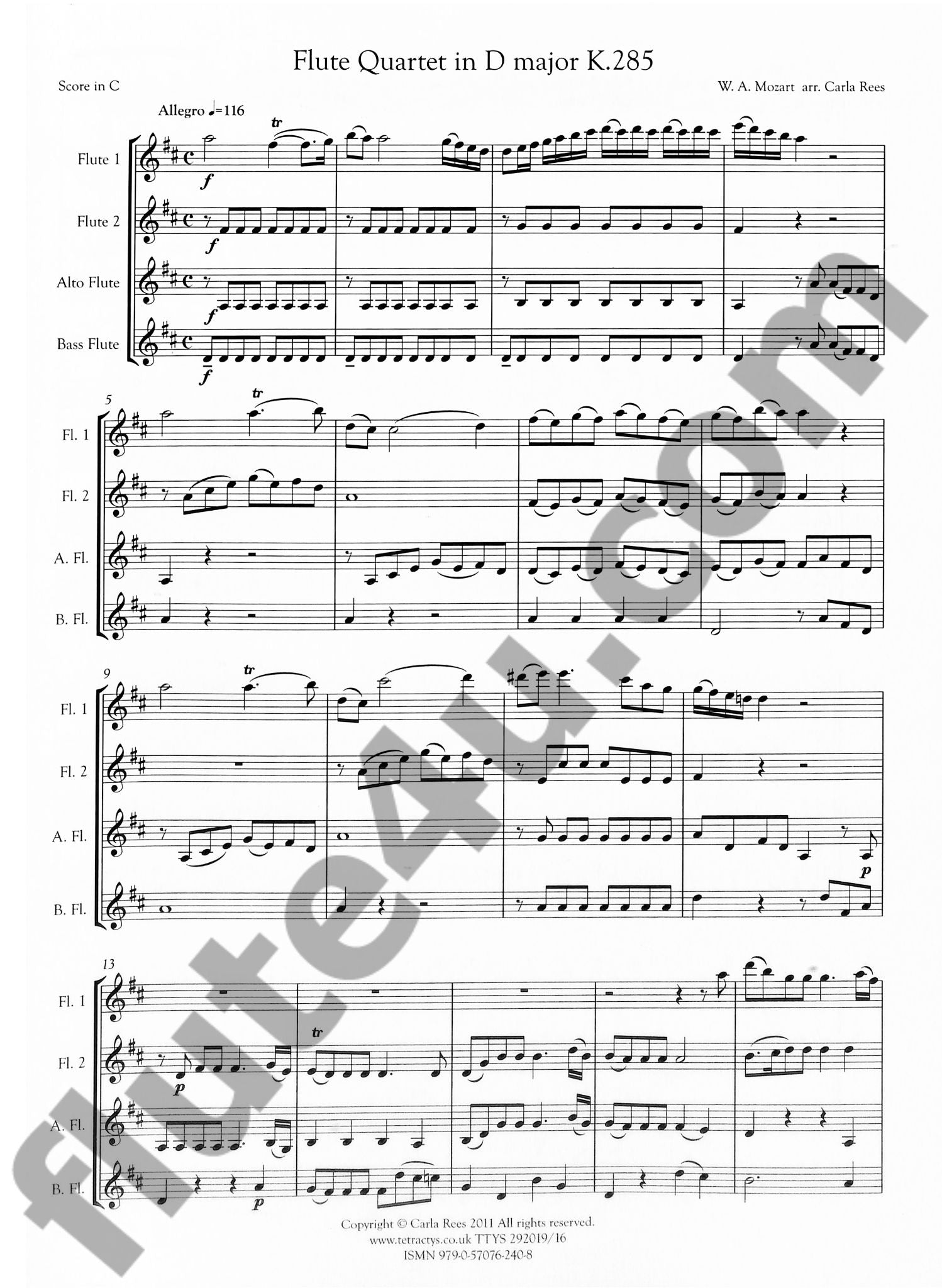 Mozart, WA :: Flute Quartet in D, K285