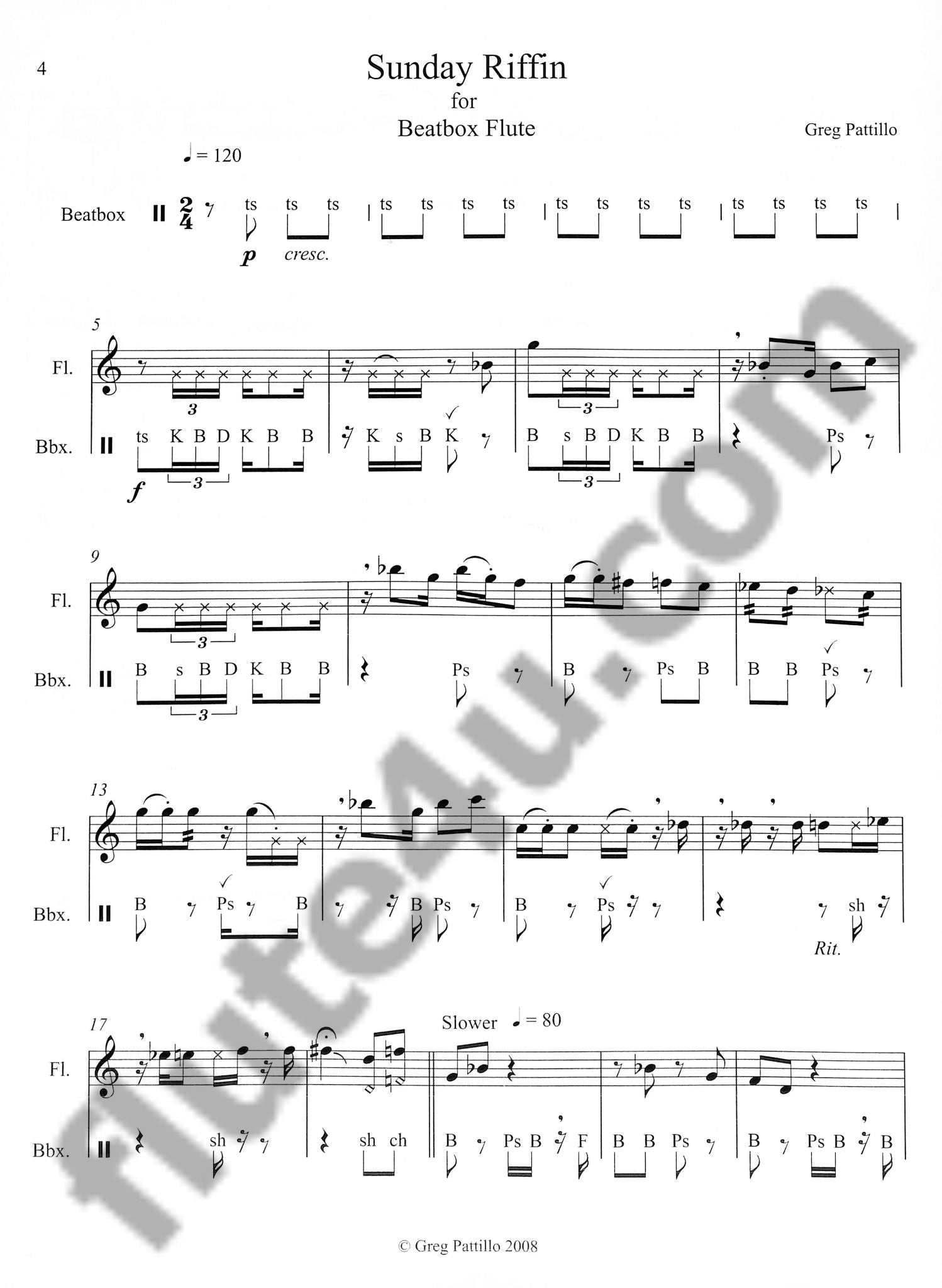 Pattillo, G :: Four Etudes for Beatbox Flute