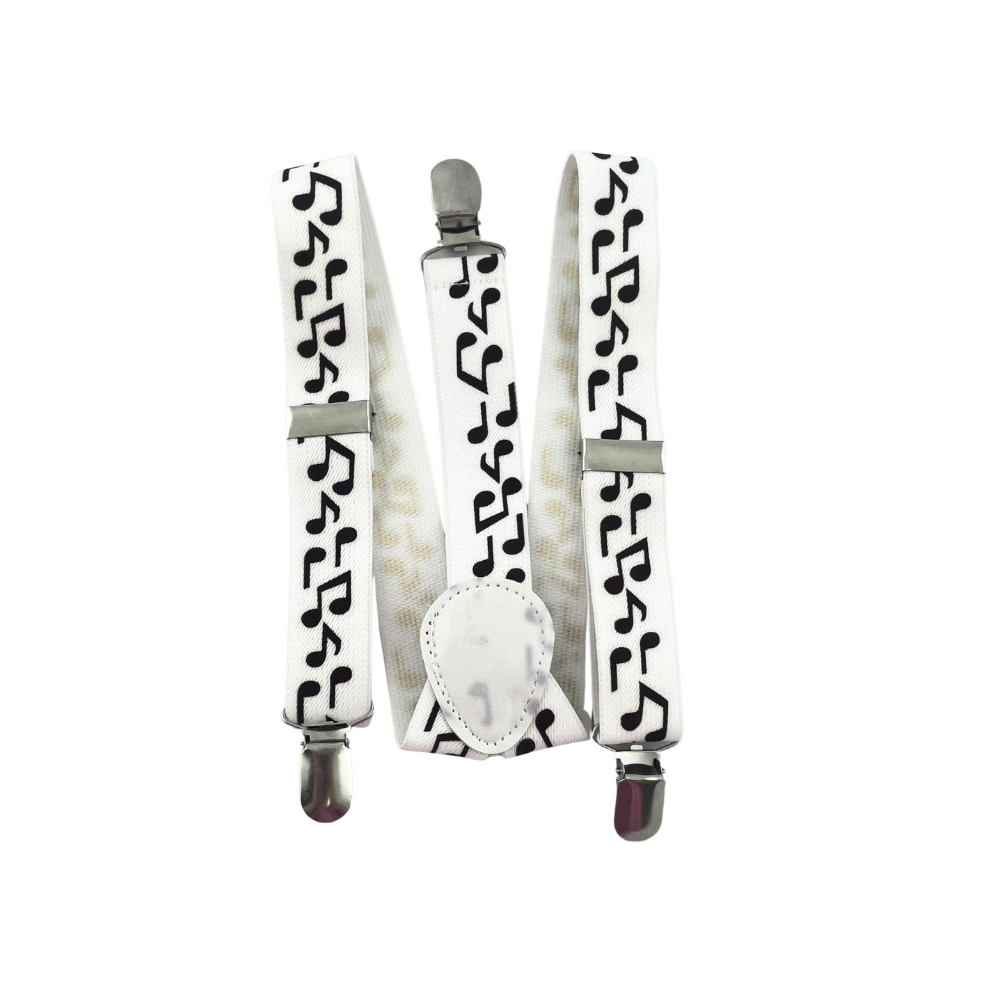 Suspenders - White with Black Music Notes
