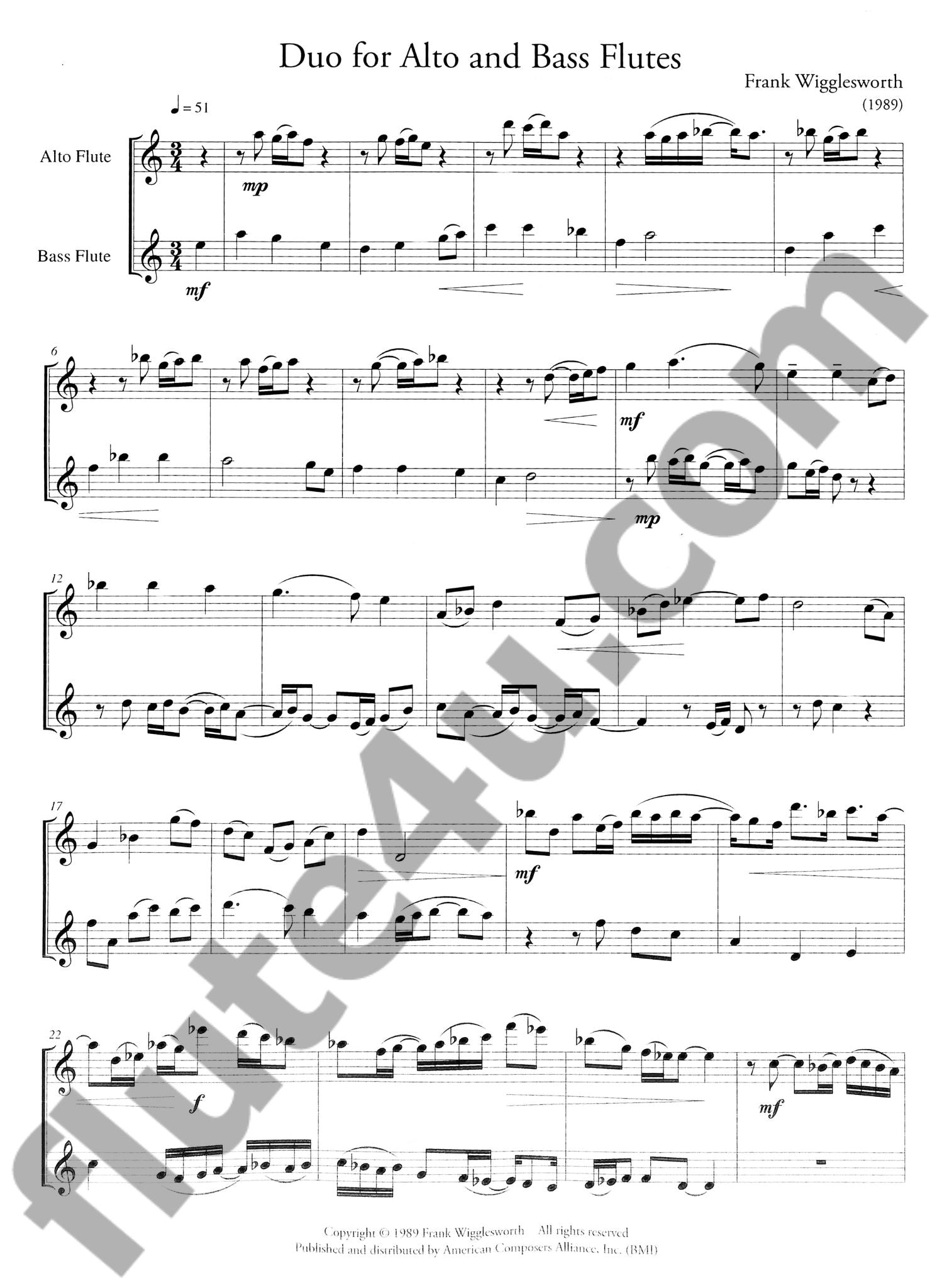 Wigglesworth, F :: Duo for Alto and Bass Flutes
