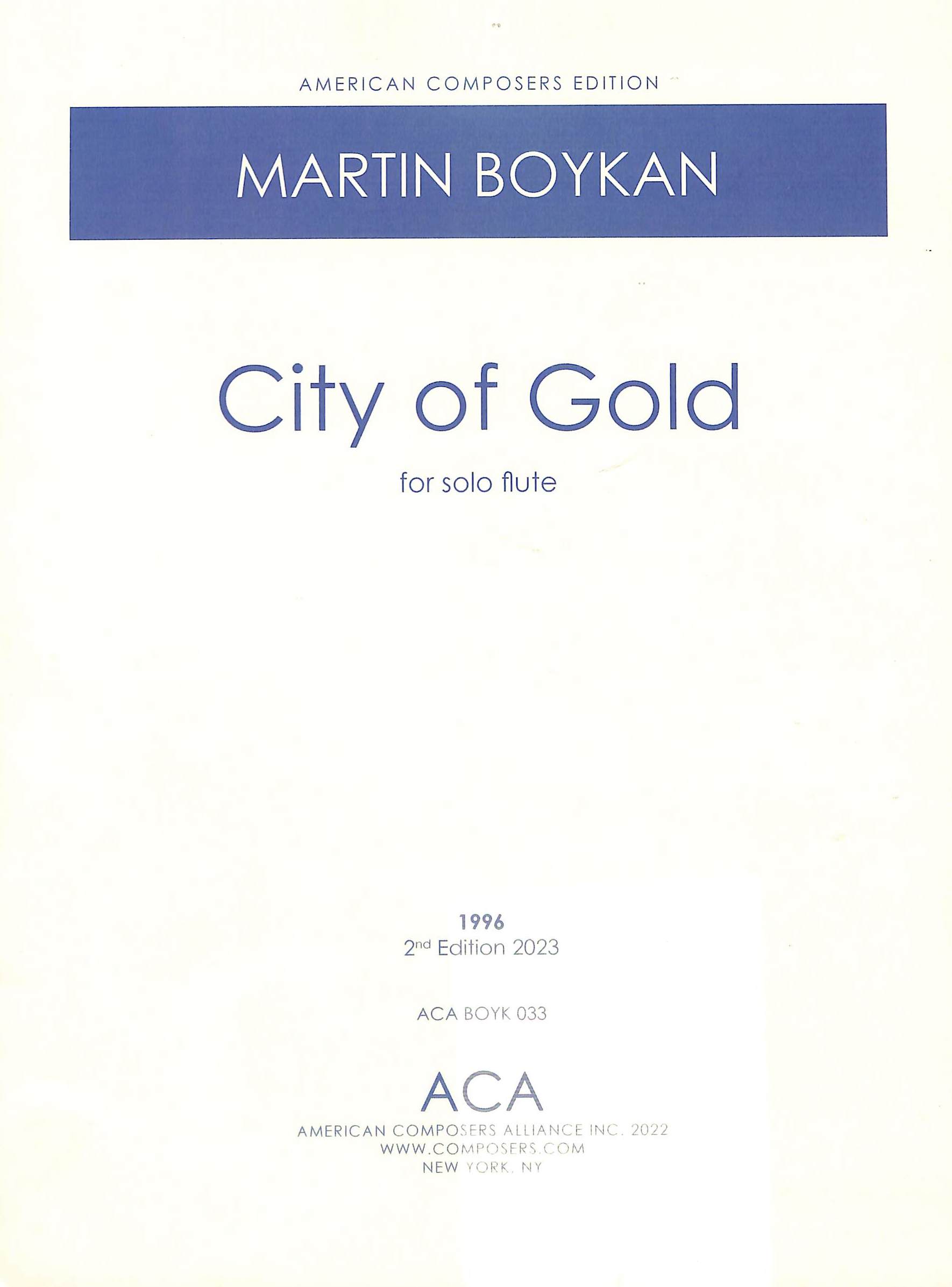Boykan, M :: City of Gold