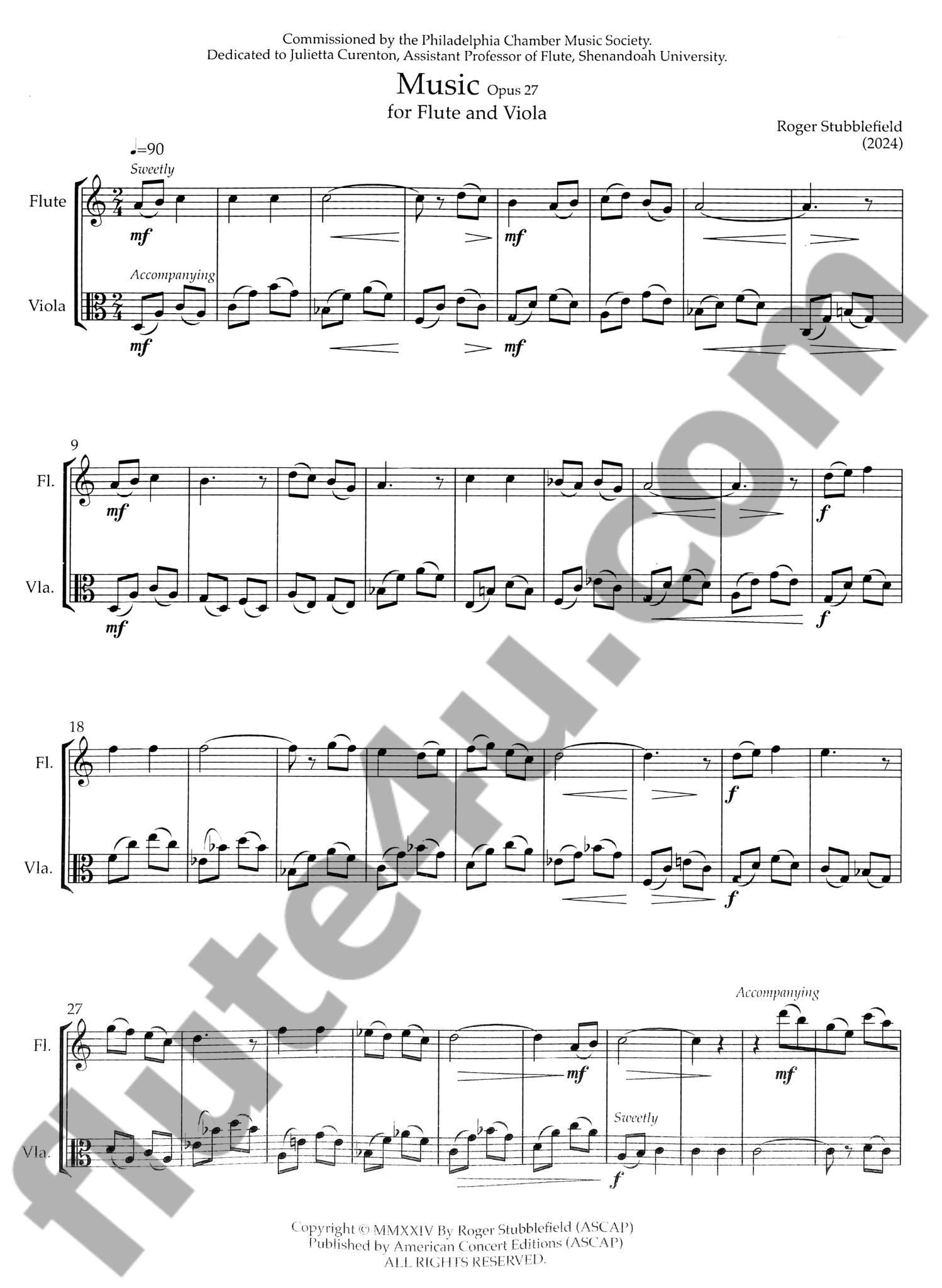 Stubblefield, R :: Music for flute and viola, op. 27